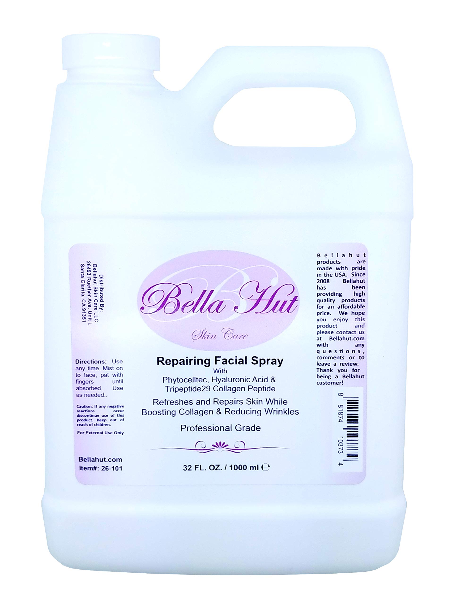Bellahut Repairing Facial Toner Spray with Phytocelltec Stem Cells, Hyaluronic Acid & Tripeptide-29 Collagen Peptide | Hydrating & Refreshing Skin Care | 32oz for Dry, Sensitive Skin | Perfect for Daily Skincare Routine & Post-Workout Refreshment
