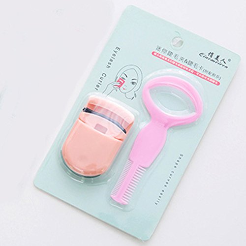 3-in-1 Pink Eyelash Curler with Brush & Mascara Shield - Professional Eyelash Curling Clip for Perfect Lashes - Beauty Makeup Tool for Daily Use, Bridal & Party Looks