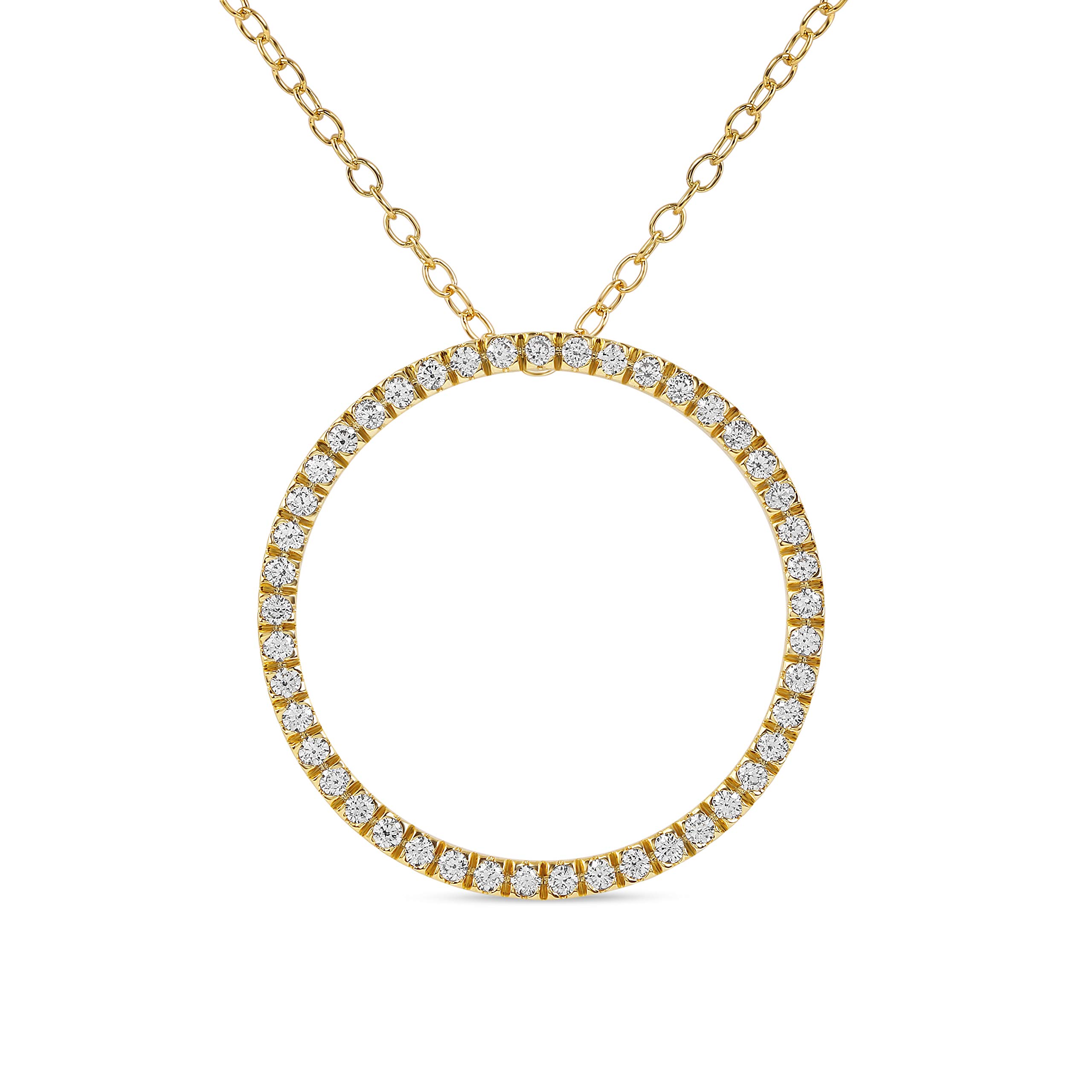 Sterling Silver 1/4 Carat Natural Diamond Open Circle Pendant Necklace for Women - Rhodium Plated Elegant Jewelry Gift for Her, Birthday, Anniversary & Special Occasions | LA BELLA