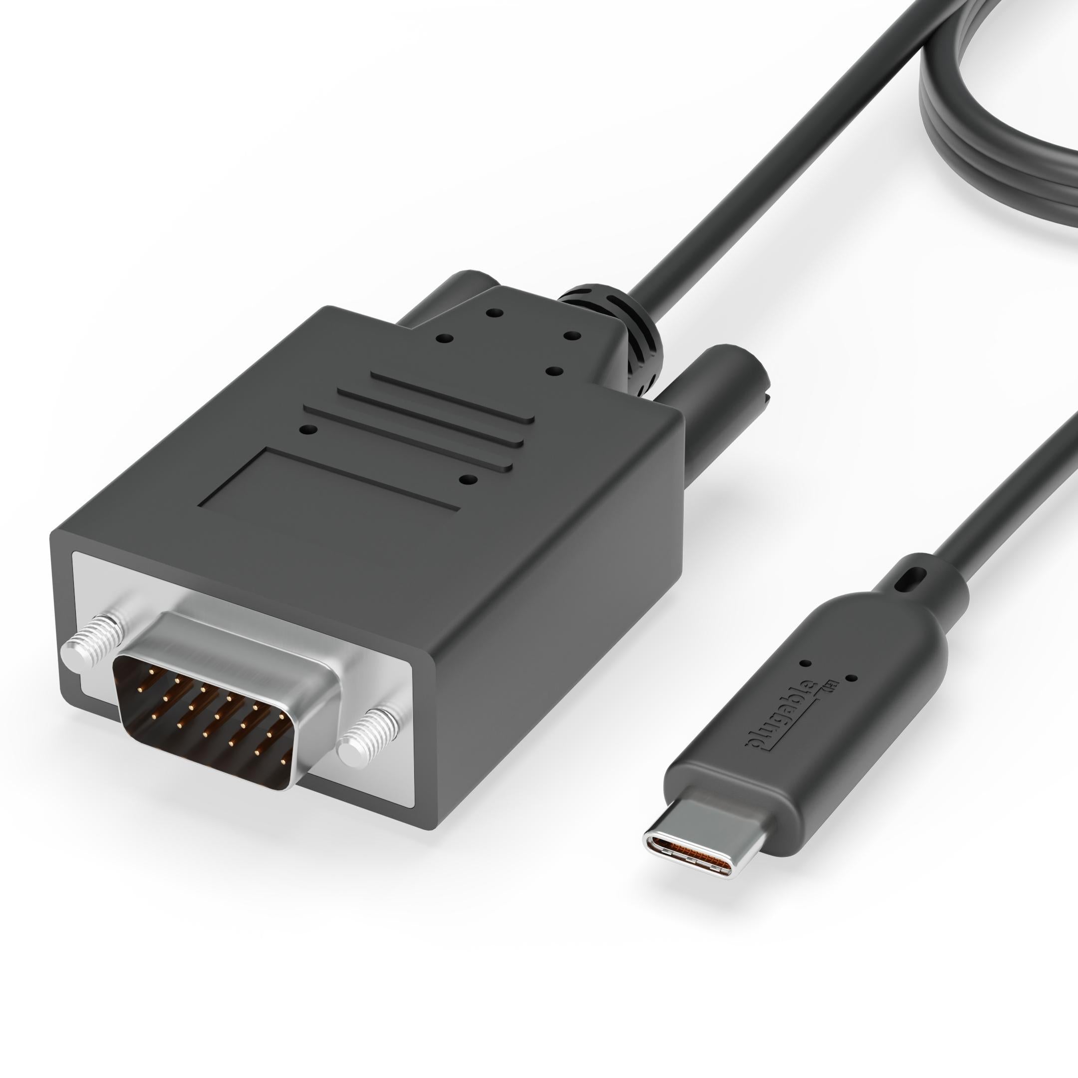 Plugable USB C to VGA Adapter Cable - 6ft High Speed Video Converter for Laptop, MacBook, Chromebook to Monitor/Projector - Perfect for Work Presentations & Home Office Setup
