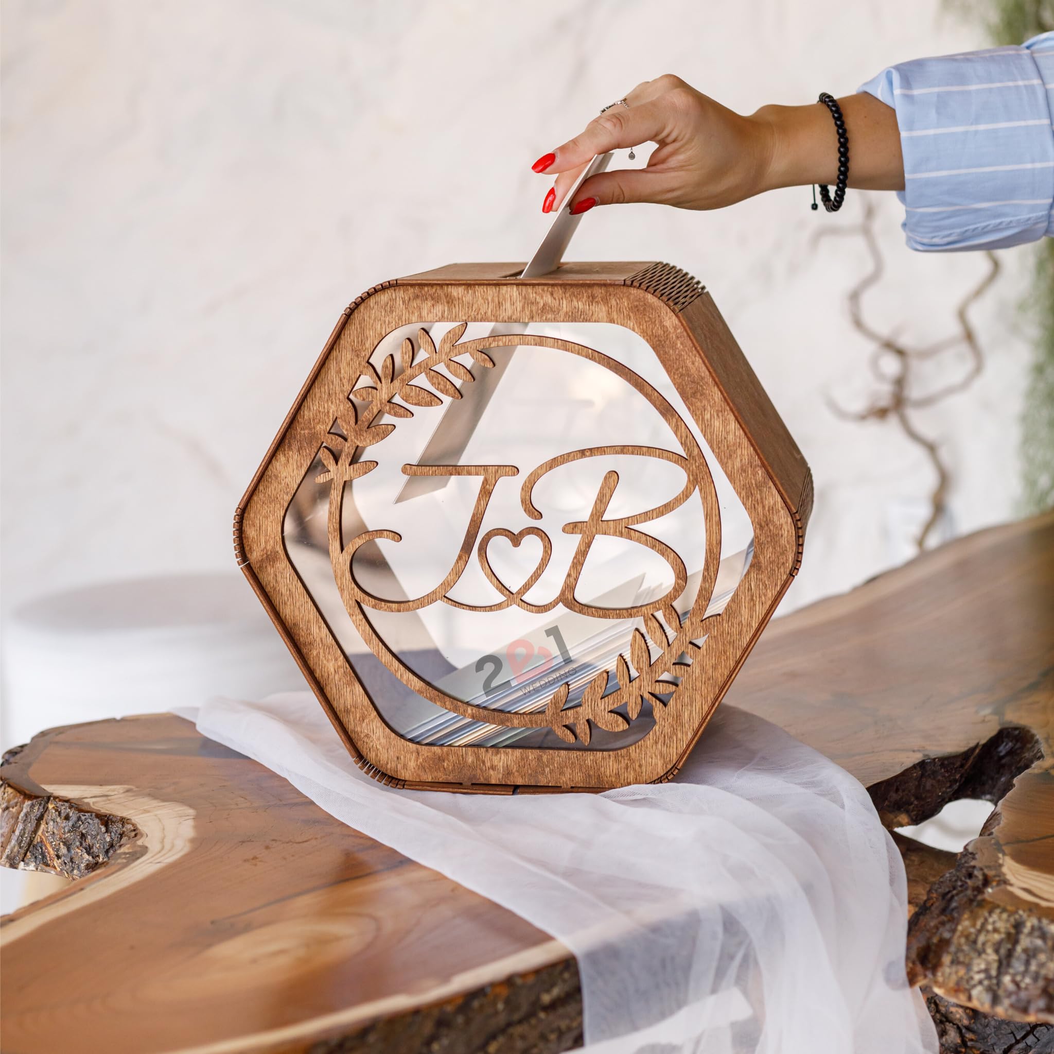 Personalized Wooden Wedding Card Box - Rustic Wedding Reception Decor with Gift Card Slot - Perfect for Honeymoon, Bridal Showers, Baby Showers & Birthday Parties - Handcrafted Wood Card Holder for Special Occasions