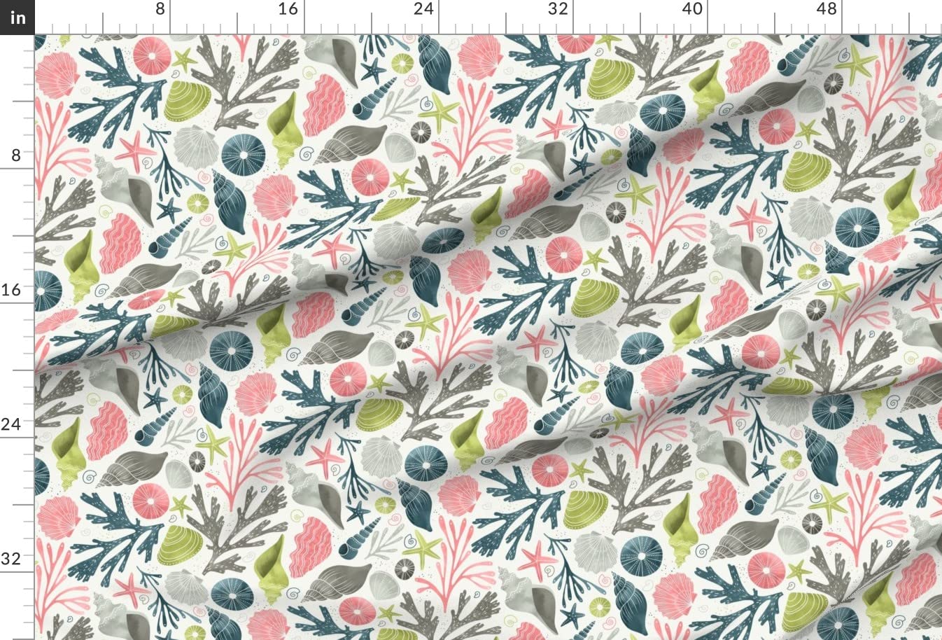 Seashells Summer Beach Printed Minky Fabric by The Yard - Soft Plush Fabric for Sewing Baby Blankets, Quilt Backing & DIY Plush Toys - Perfect for Coastal Nursery Decor & Nautical-Themed Crafts