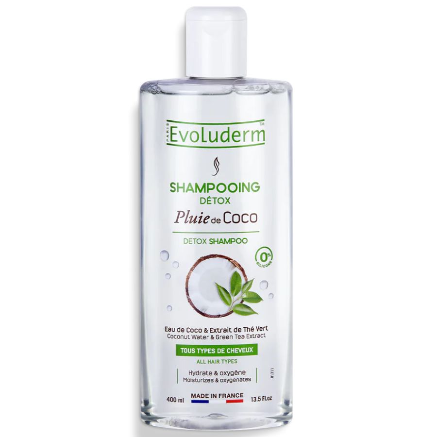 Evoluderme Detoxifying Coconut Rain Shampoo - Sulfate-Free & Hydrating for Dry, Damaged Hair - Perfect for Daily Use & Scalp Care