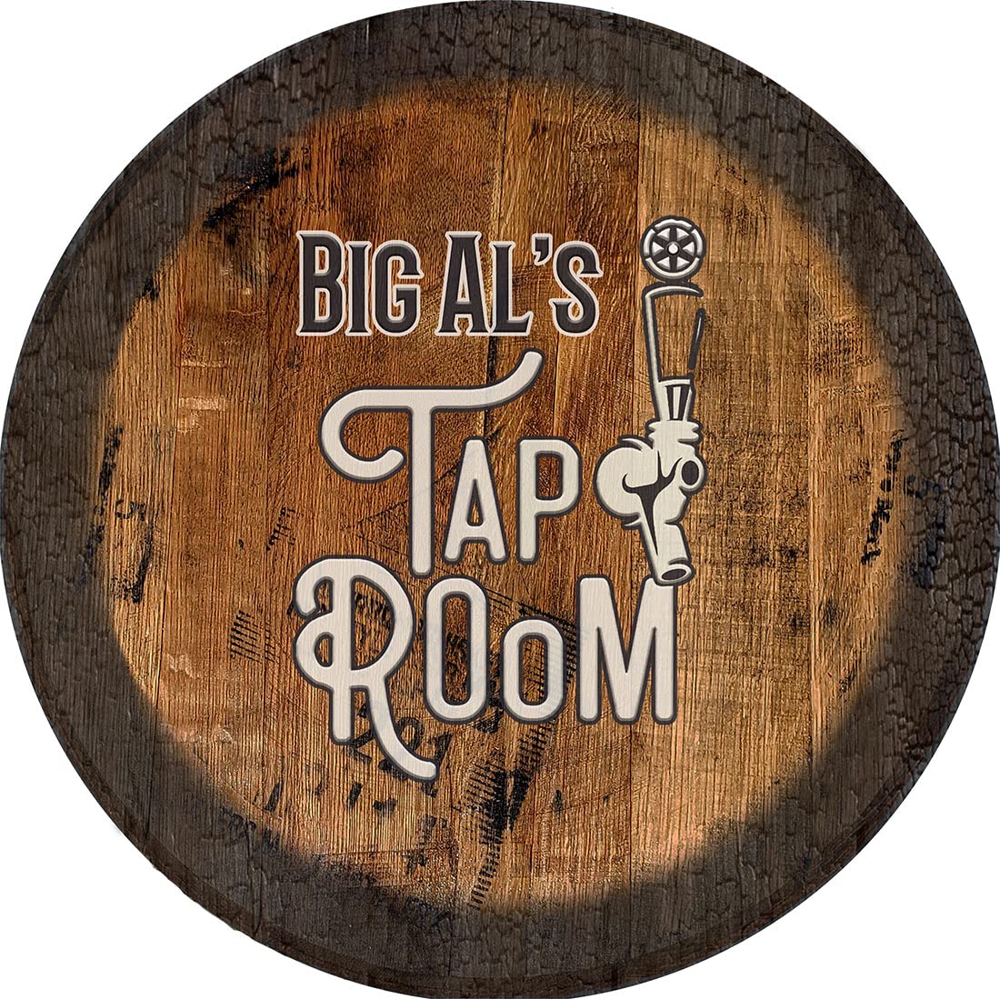 Vintage Beer Sign - Large Oak Whiskey Barrel Lid Wall Decor for Man Cave, Pub & Home Bar | Rustic Beer Barrel Art for Home, Office & Restaurant Decor