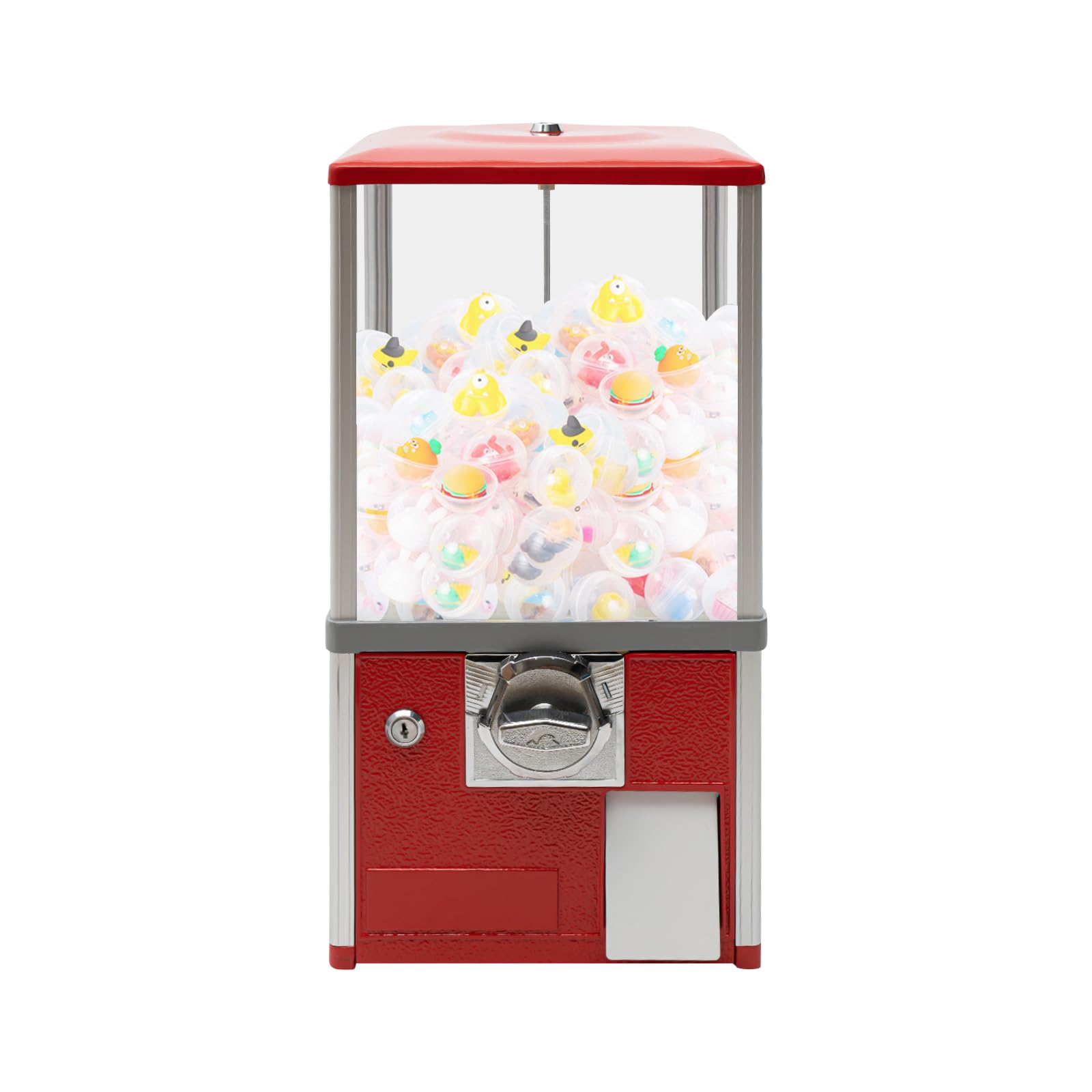25 Cent Coin Operated Commercial Gumball Vending Machine - Toy Capsule Dispenser Prize Machine for Candy, Nuts & Feed (Red) | Perfect for Arcades, Retail Stores & Party Favors
