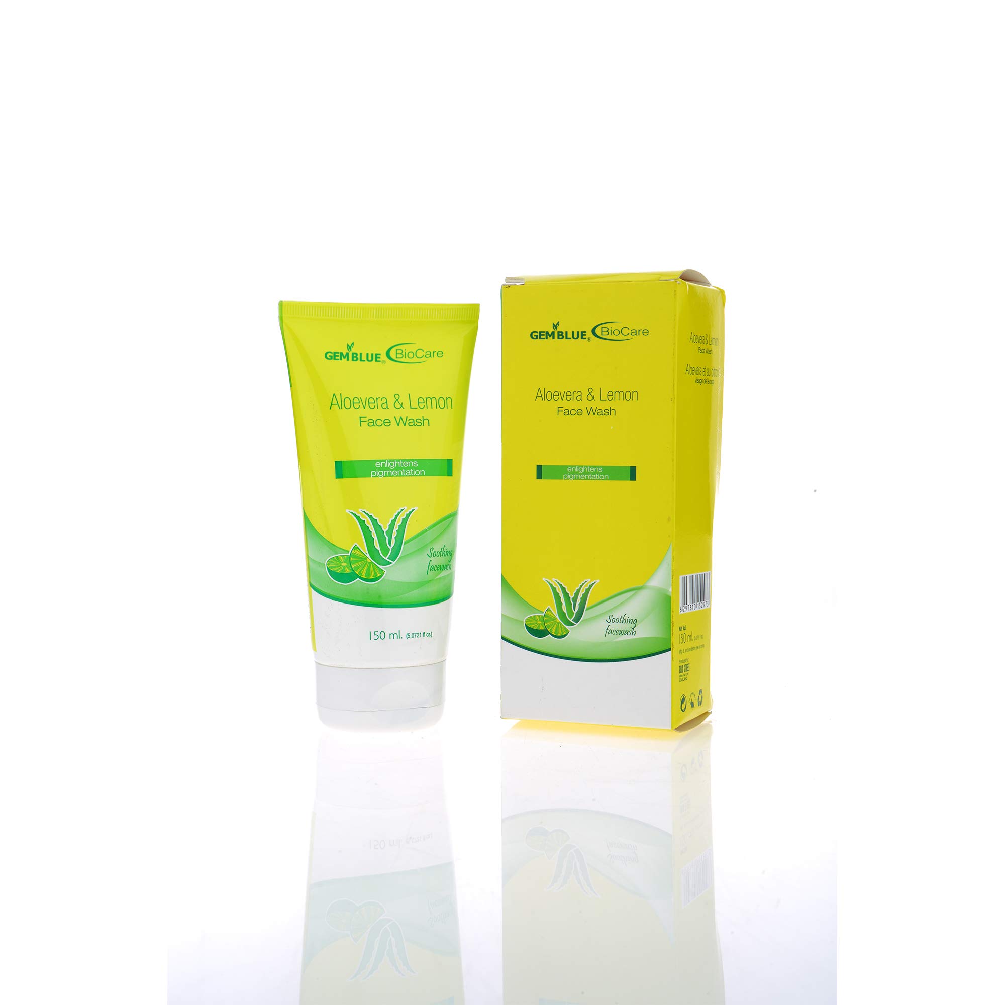 Gemblue Biocare Aloe Vera & Lemon Face Wash for Oily Skin – Sulfate-Free Anti-Acne Cleanser with Natural Oils for Acne & Pimples | 150ml for Men & Women | Perfect for Daily Skincare & Breakout Control