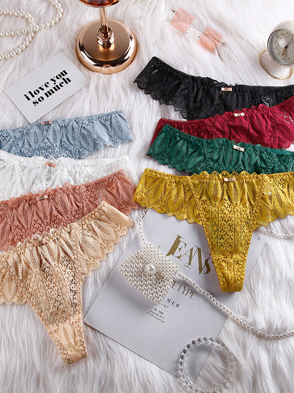 ZASUWA Women's Roman Knot Lace T-Back Panties - Sexy Lingerie Underwear for Date Night & Special Occasions