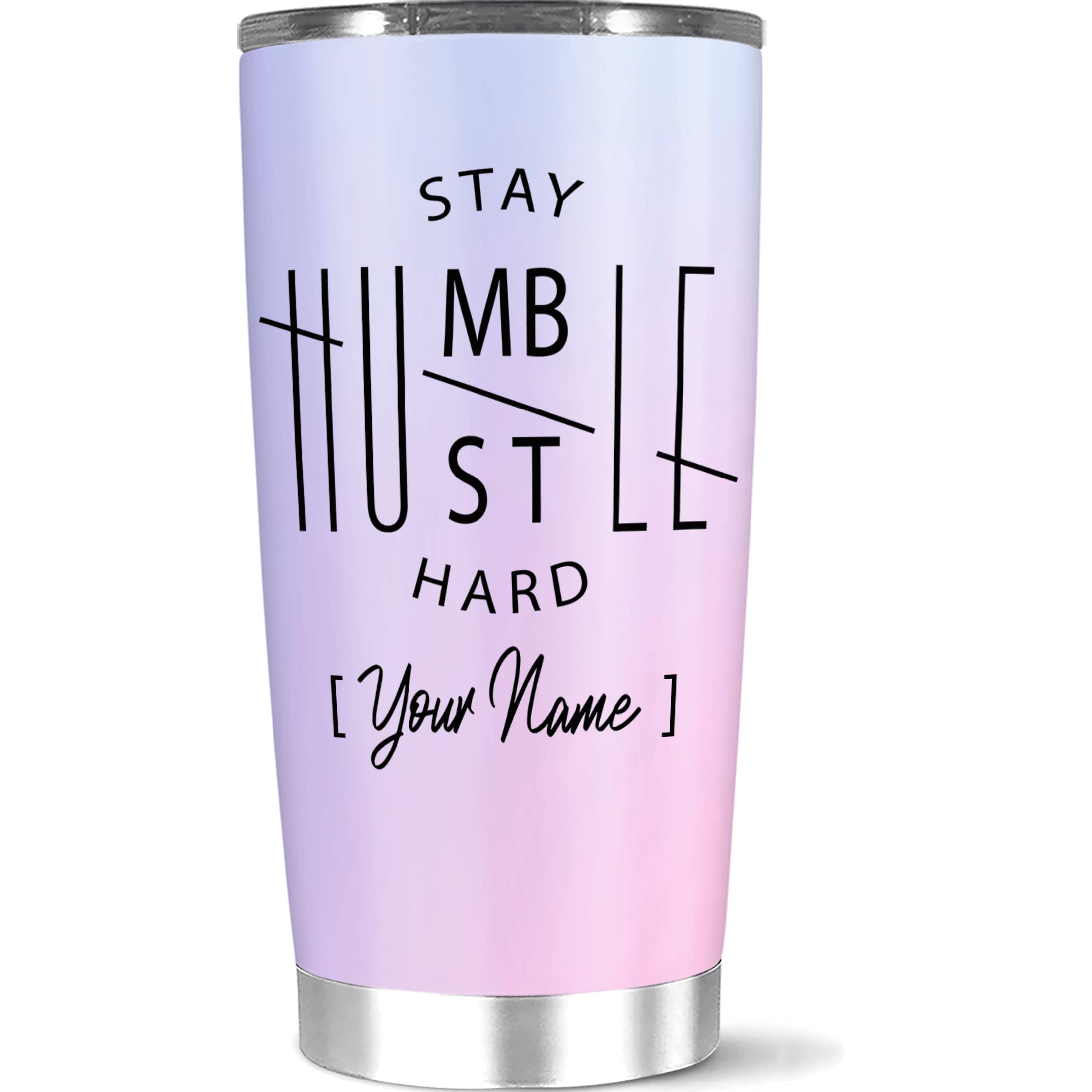 Personalized Stainless Steel Tumbler - Custom Name Insulated Travel Mug 20oz & 30oz | Stay Humble Hustle Hard Coffee Cup for Women, Men, Mom, Dad | Perfect Birthday, Christmas Gift | Keeps Drinks Hot/Cold for Hours | Great for Office, Gym, Travel & Outdoor Activities