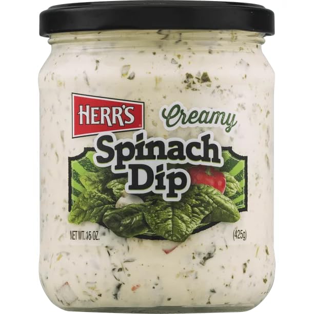 Herr's Creamy Spinach Dip - 2 Pack (15 oz Each) | Rich & Flavorful Party Dip for Chips, Crackers & Veggies | Perfect for Game Day, Potlucks & Entertaining