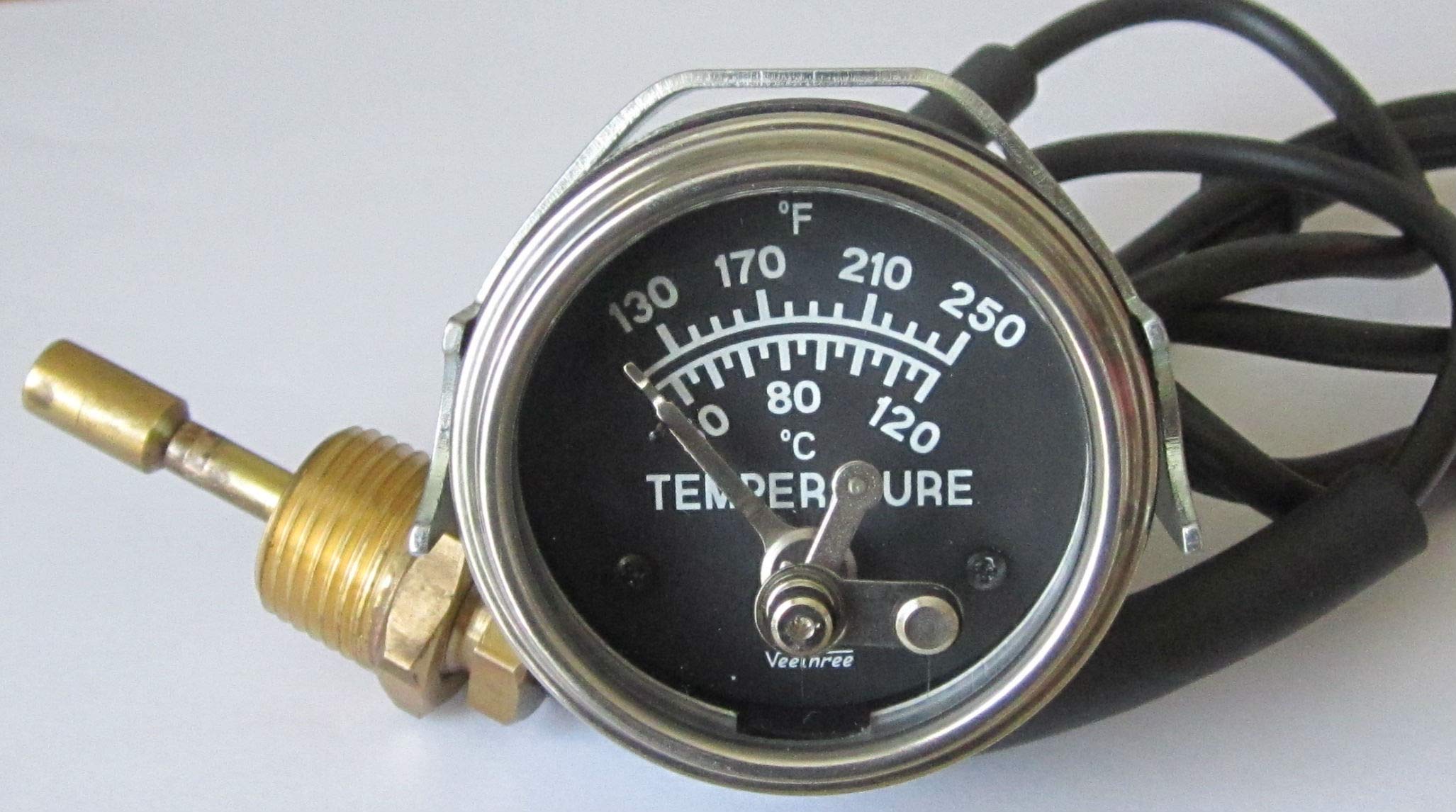 57298 Temperature Switch Gauge with 20 ft Capillary Tube - HVAC System Monitoring for Refrigeration, Freezers & Industrial Equipment