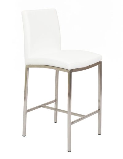 Adam White Stool - Modern Bar Stool for Kitchen, Dining & Office - Adjustable Height & Comfortable Seating