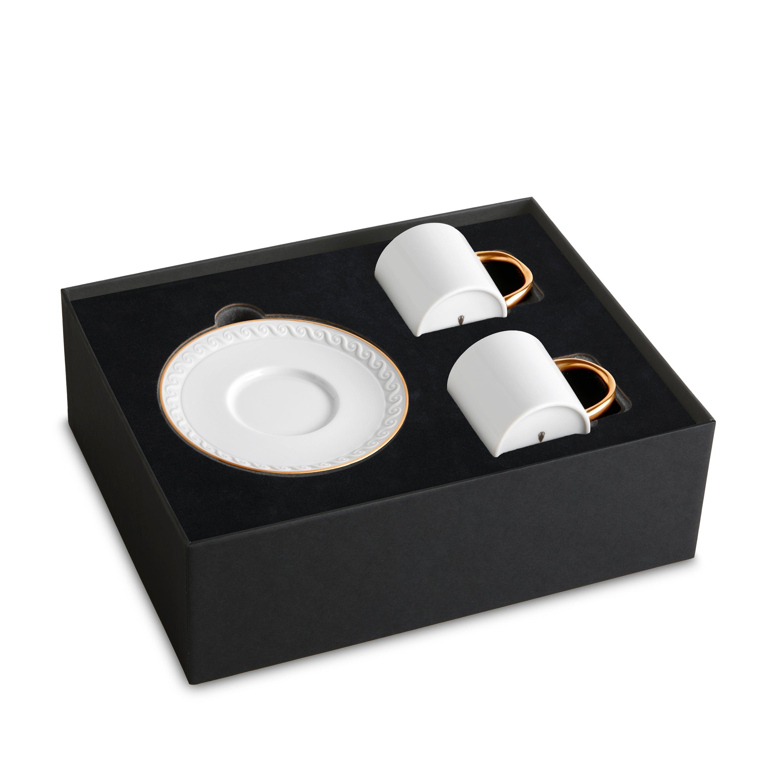 Premium Neptune Espresso Cup & Saucer Set - 2 Piece Ceramic Coffee Cups for Espresso, Cappuccino & Latte - Elegant Home & Cafe Use