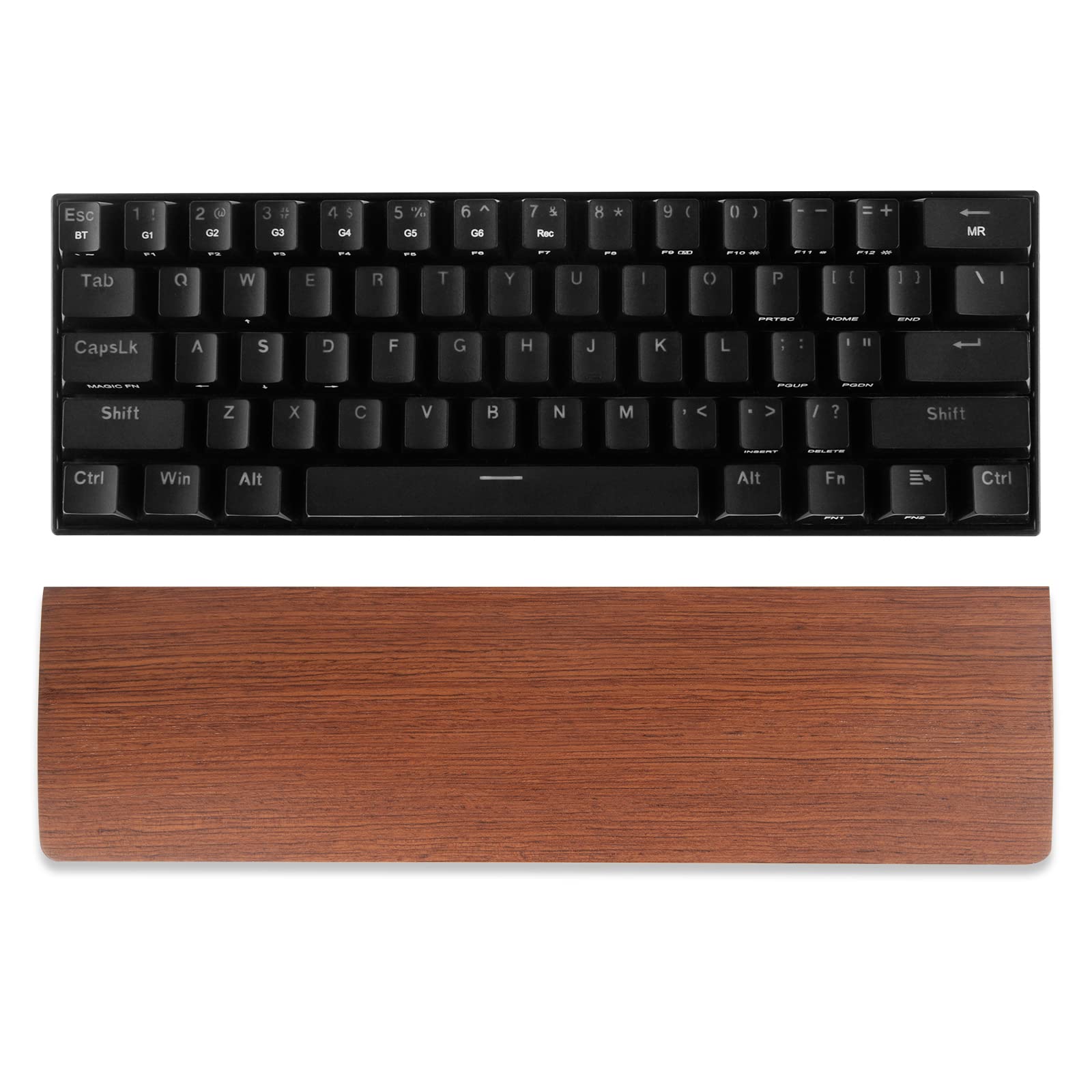 Linkidea Rosewood Keyboard Wrist Rest - Ergonomic Palm Support for 61-Key 60% Compact Mechanical Gaming Keyboards - Comfortable Typing & Gaming Pad for Office, Computer & Laptop Use - Perfect for Long Work Sessions & Competitive Gaming