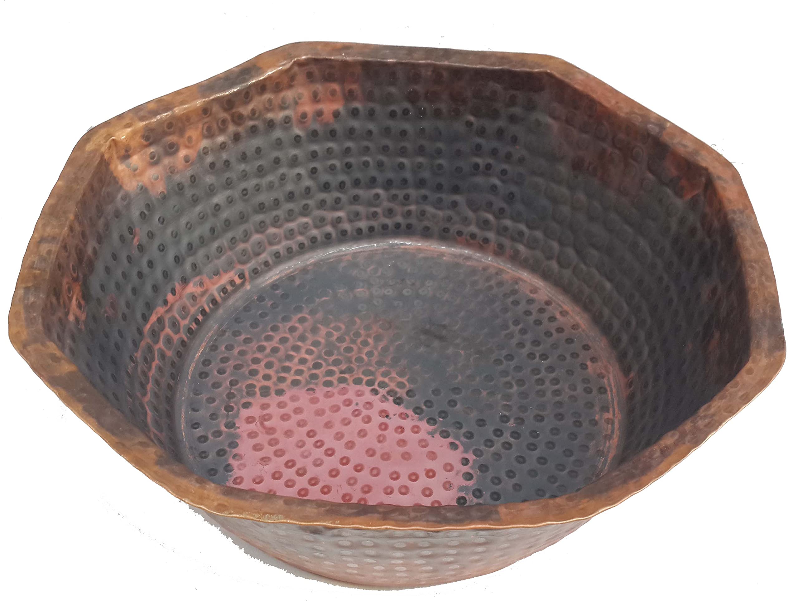 Portable Rustic Octagonal Copper Foot Massage Pedicure Bowl - Relaxing Spa Treatment for Home & Salon Use