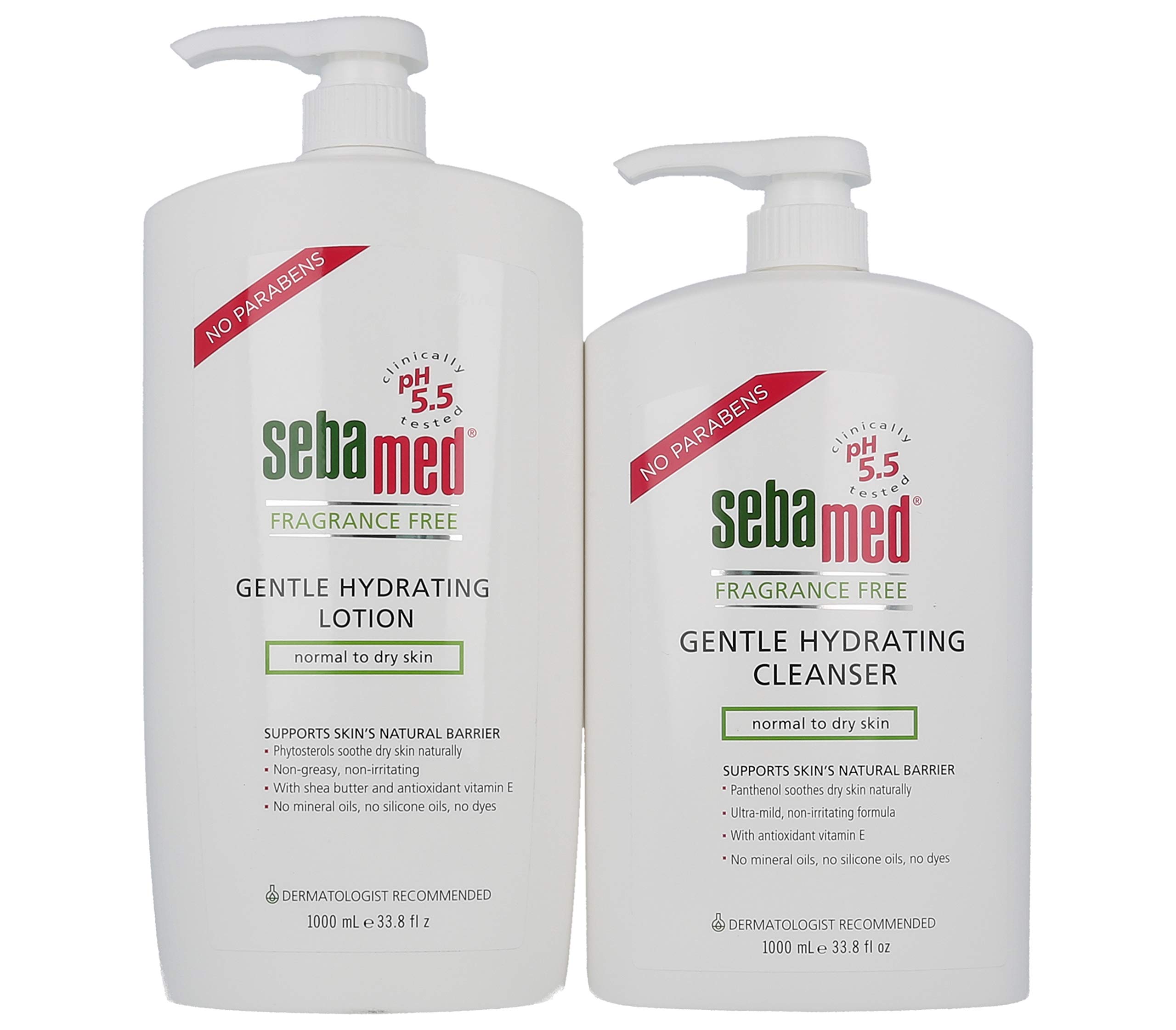 SEBAMED Fragrance-Free Gentle Hydrating Lotion & Cleanser Value Pack (2 x 1 Liter) - Hypoallergenic Skincare Set for Sensitive Skin - Perfect for Daily Face & Body Care Routine