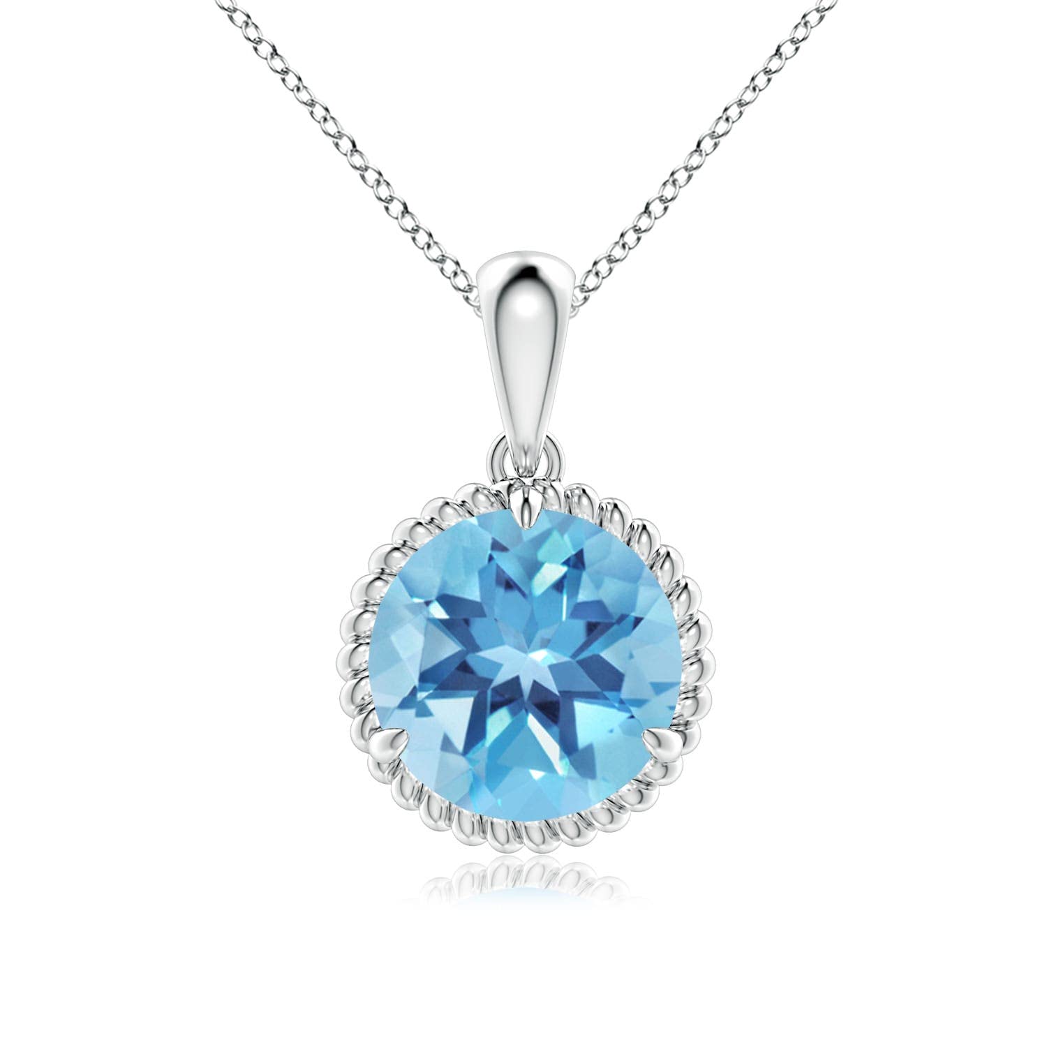 Angara Natural Swiss Blue Topaz Solitaire Pendant Necklace for Women - 14K Gold/Platinum/Sterling Silver | December Birthstone Jewelry | Elegant Gift for Her | Birthday, Anniversary, Wedding | Perfect for Special Occasions & Everyday Wear