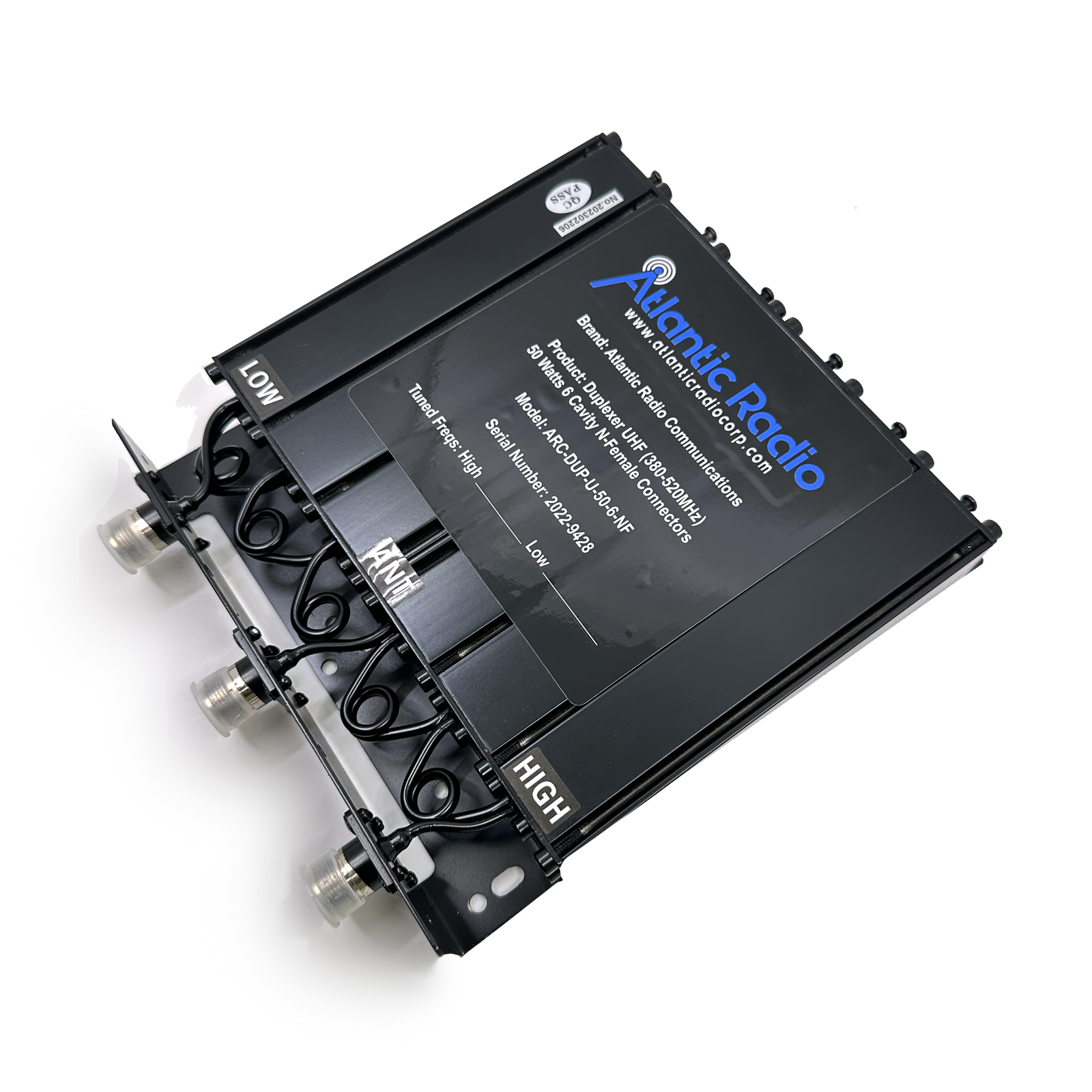 Atlantic 50W 6-Cavity UHF Duplexer (380-520MHz) for Two-Way Radio Communication - Ideal for Commercial, Public Safety, and Amateur Radio Systems