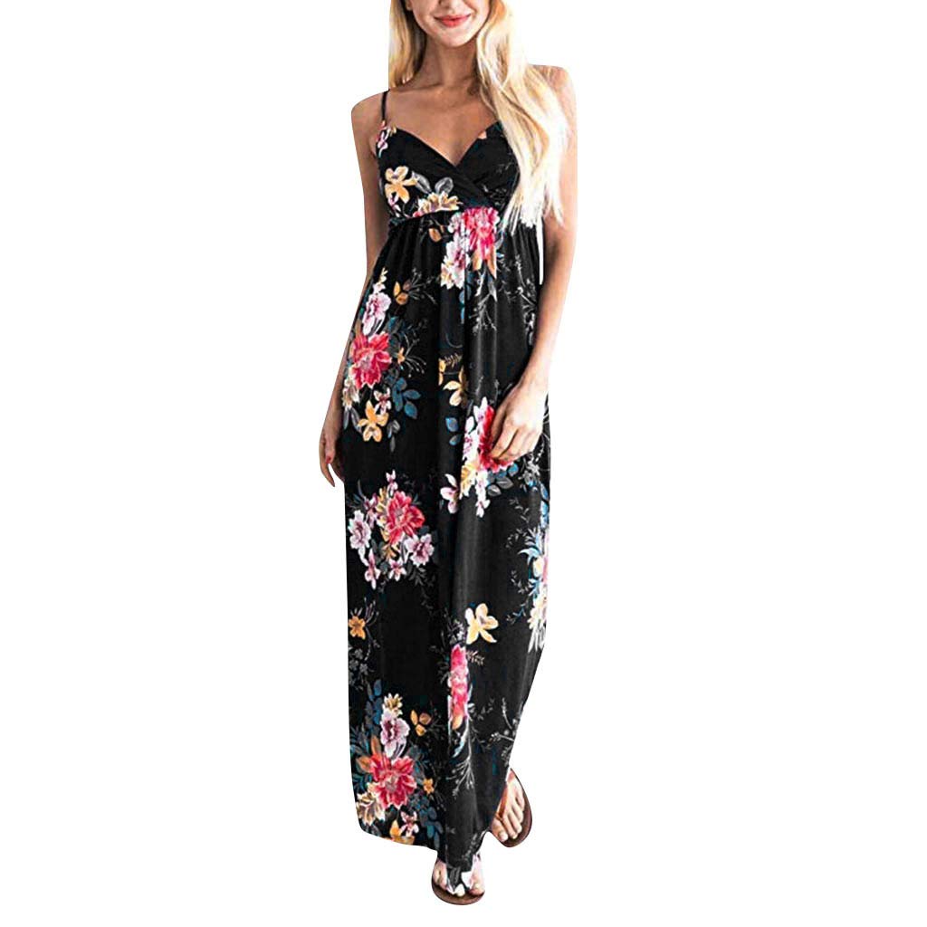 Alalaso Women's Floral V-Neck Spaghetti Strap Swing Dress - Summer Casual Sundress for Beach, Vacation & Date Night | Clearance Sale