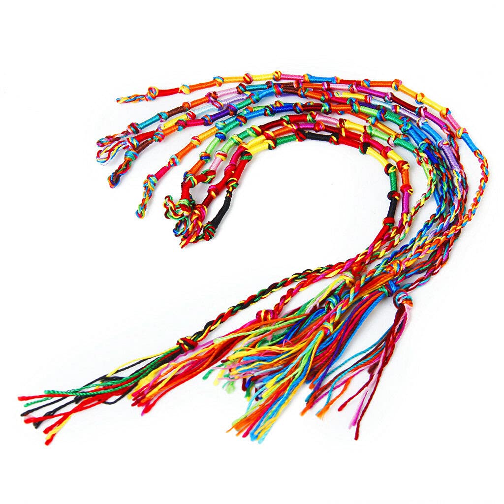 9Pcs Rainbow Handmade Friendship Bracelets Set - Colorful Thread Ankle & Wrist Bracelets for Women Girls - Best Cute Charm Jewelry Gift for BFF, Birthday, Party, Festival (Boho Style)