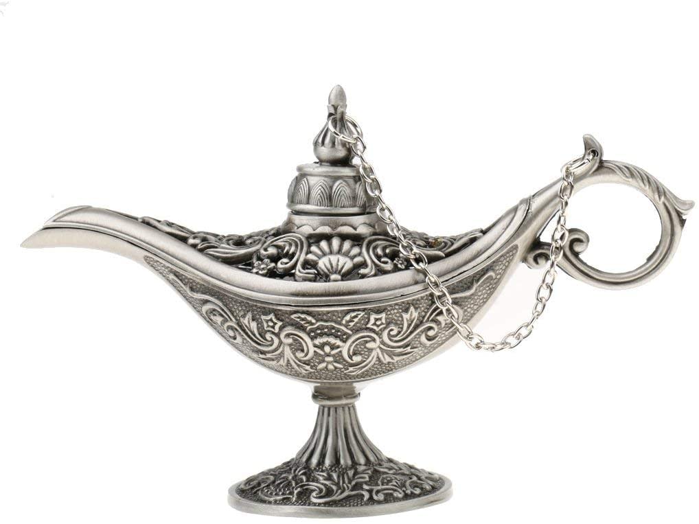 Aladdin Rings Jewelry Display Storage Box - Silver Hollow Flower Lamp Jewelry Organizer for Rings, Necklaces & Earrings | Perfect for Home Decor, Gift Giving & Jewelry Showcase