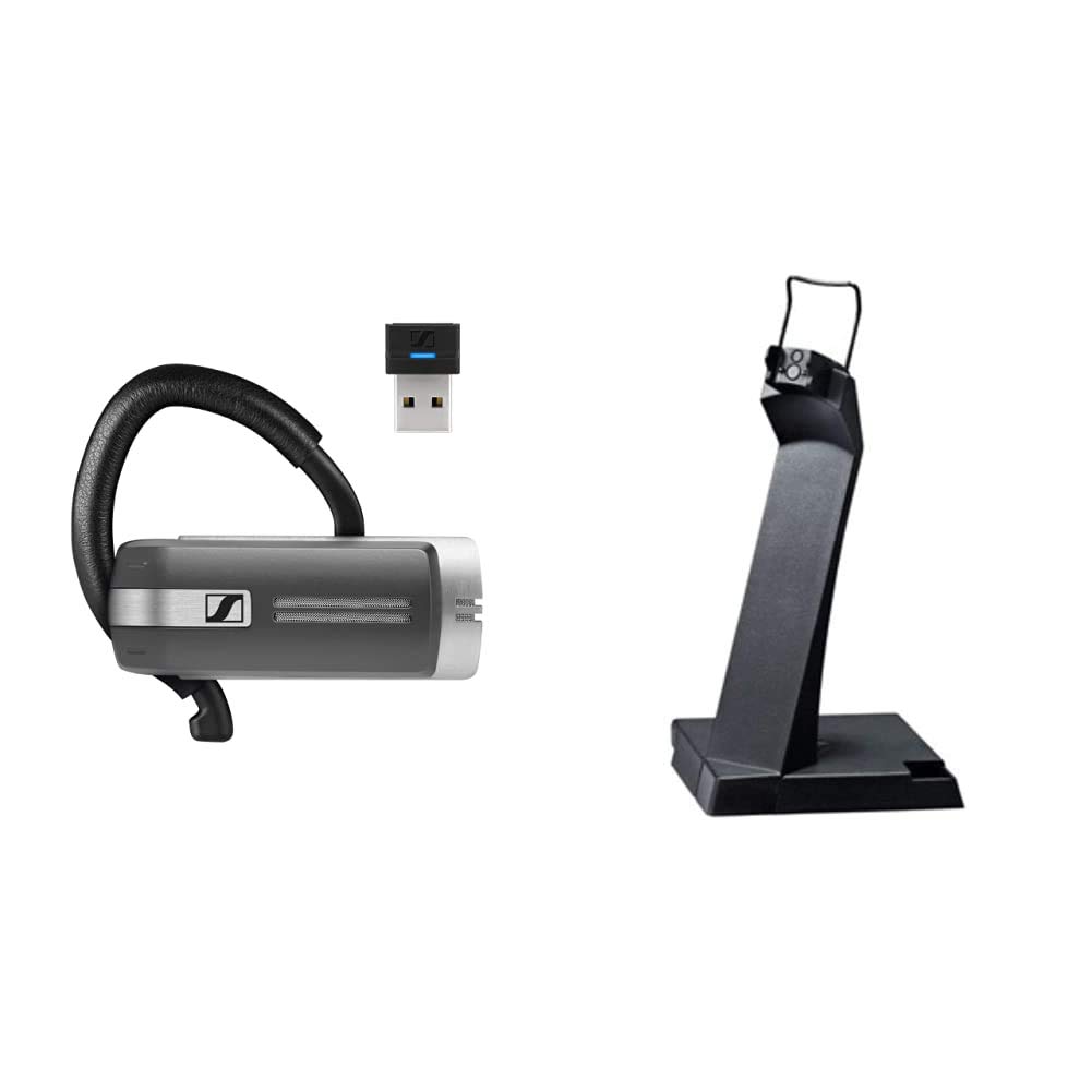 Sennheiser Presence Grey UC (508342) Wireless Bluetooth Headset with CH 20 MB Charging Stand - Noise Cancelling Office Headset for Business Calls & Remote Work