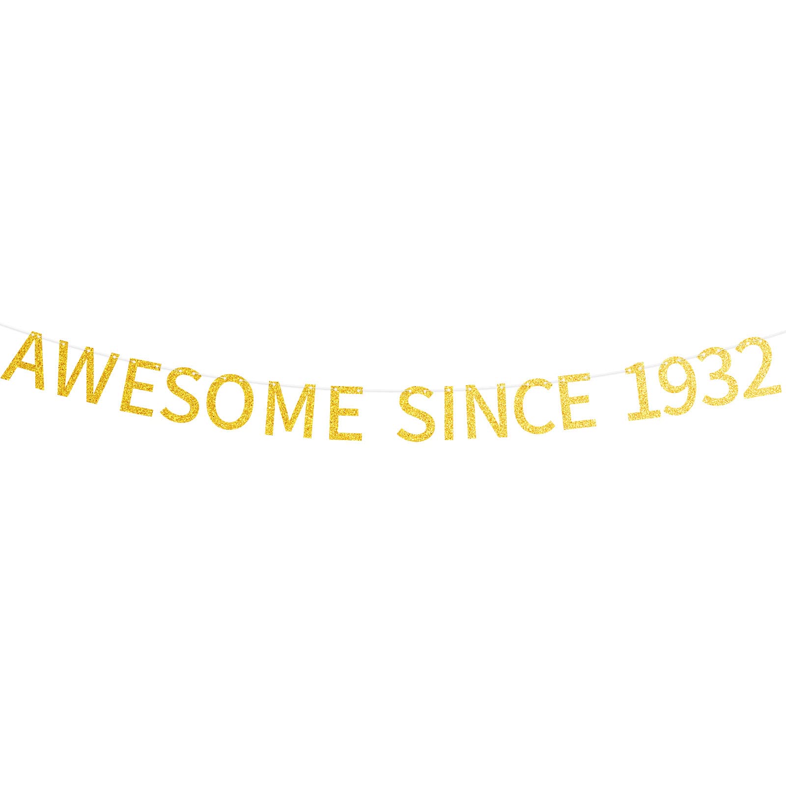 Happy 93rd Birthday Banner - Gold Glitter Pre-Strung Party Decoration Since 1932 for Men & Women | Perfect for Milestone Celebrations, Retirement Parties & Family Gatherings