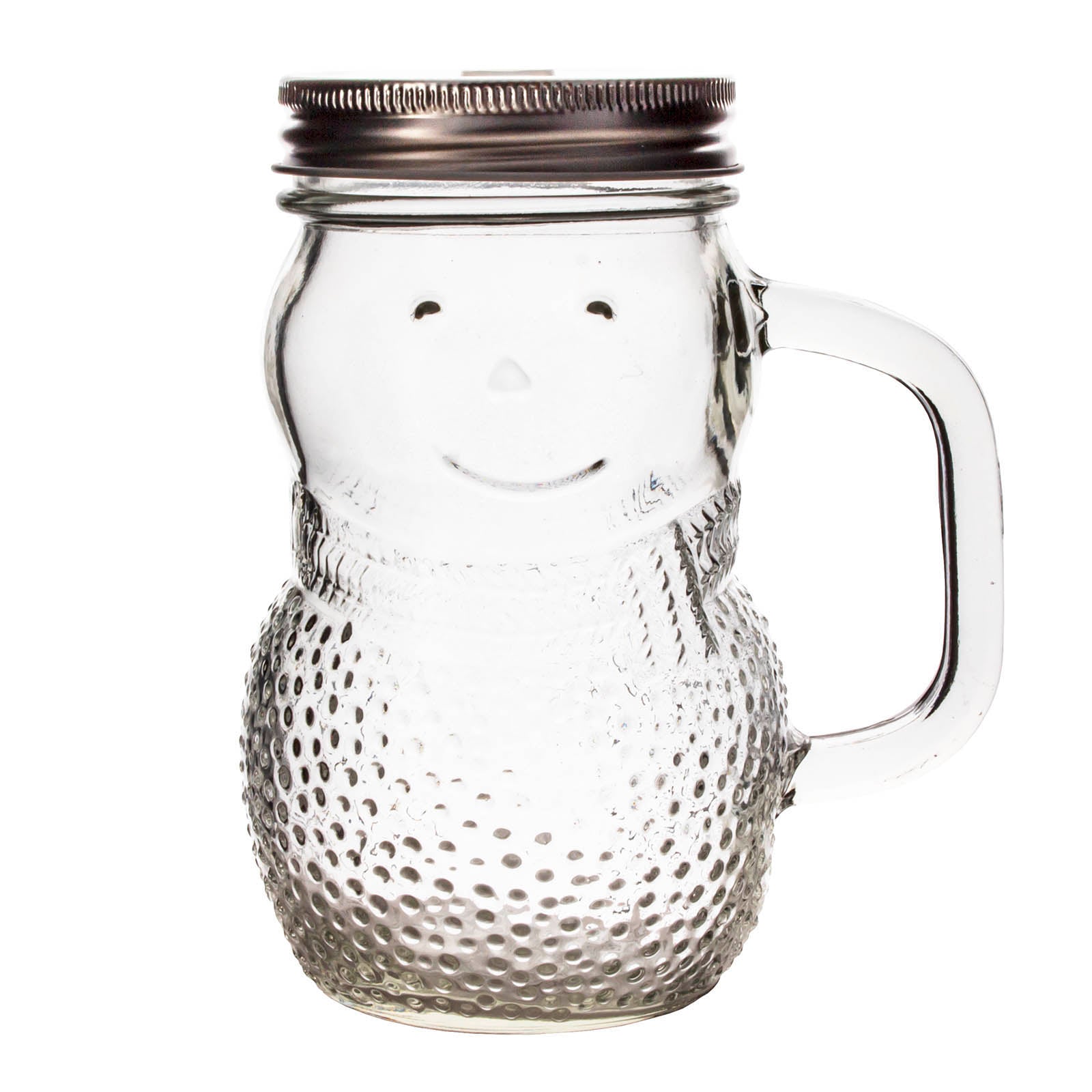 BarConic® 16oz Snowman Mason Jar with Handle - Holiday Drinkware for Christmas Parties, Hot Cocoa & Festive Beverages