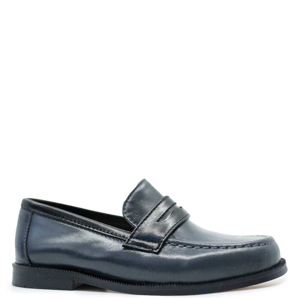 Premium Navy & Black Penny Loafers for Men - Classic Slip-On Dress Shoes for Business, Office & Formal Occasions