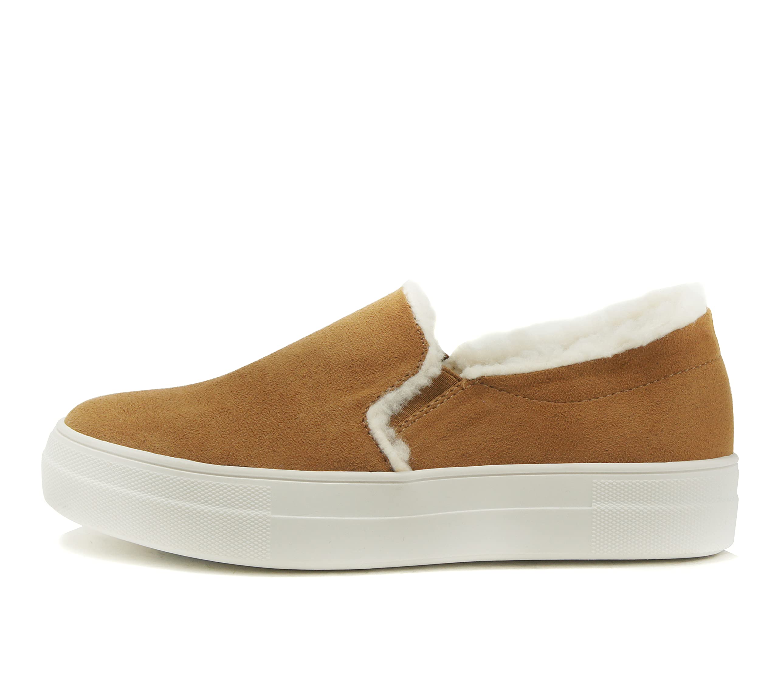 Women's Slip-On Faux Fur Lined Sneakers - Double Layer Foam Padded Cushion Socks - Comfortable Winter Fashion Shoes for Women - Perfect for Casual Wear, Running Errands and Cold Weather Outings