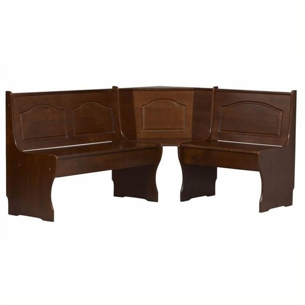 Pemberly Row Kitchen Dining Nook Corner Unit in Walnut - Space-Saving Breakfast Nook for Small Kitchens & Cozy Dining Areas