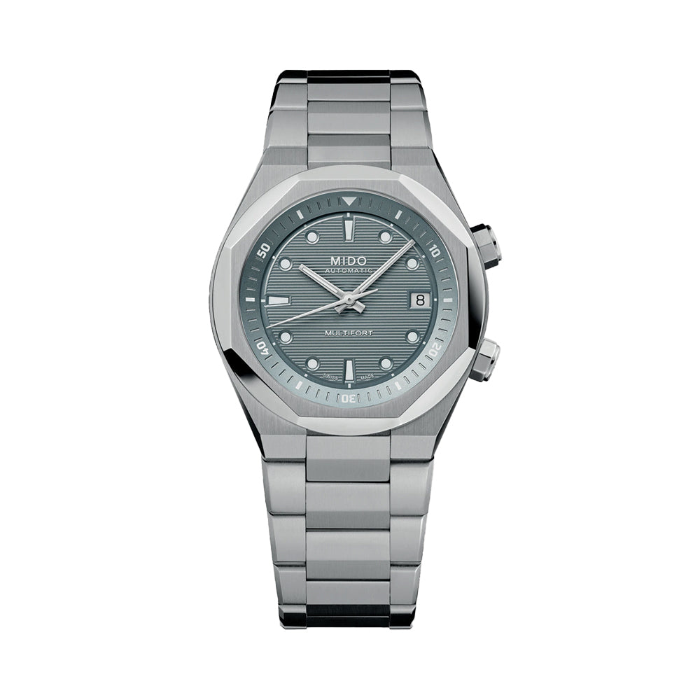 Multifort 8 Two Crowns Automatic 40mm Grey Dial Men's Watch with Stainless Steel Bracelet - Perfect for Business, Casual & Formal Occasions
