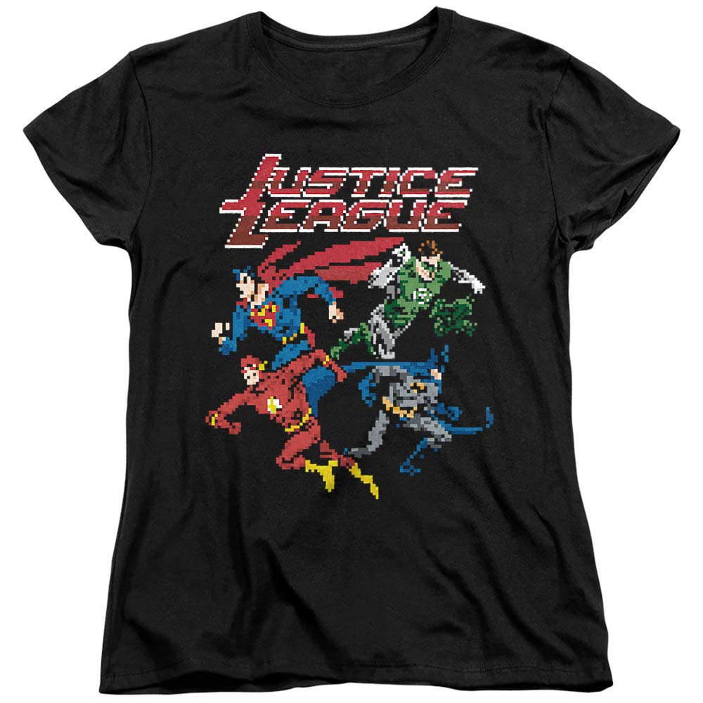 JLA Pixel League Women's T-Shirt | Graphic Tee for Women | Casual Cotton Shirt for Gaming Fans | Perfect for Cosplay, Conventions & Everyday Wear