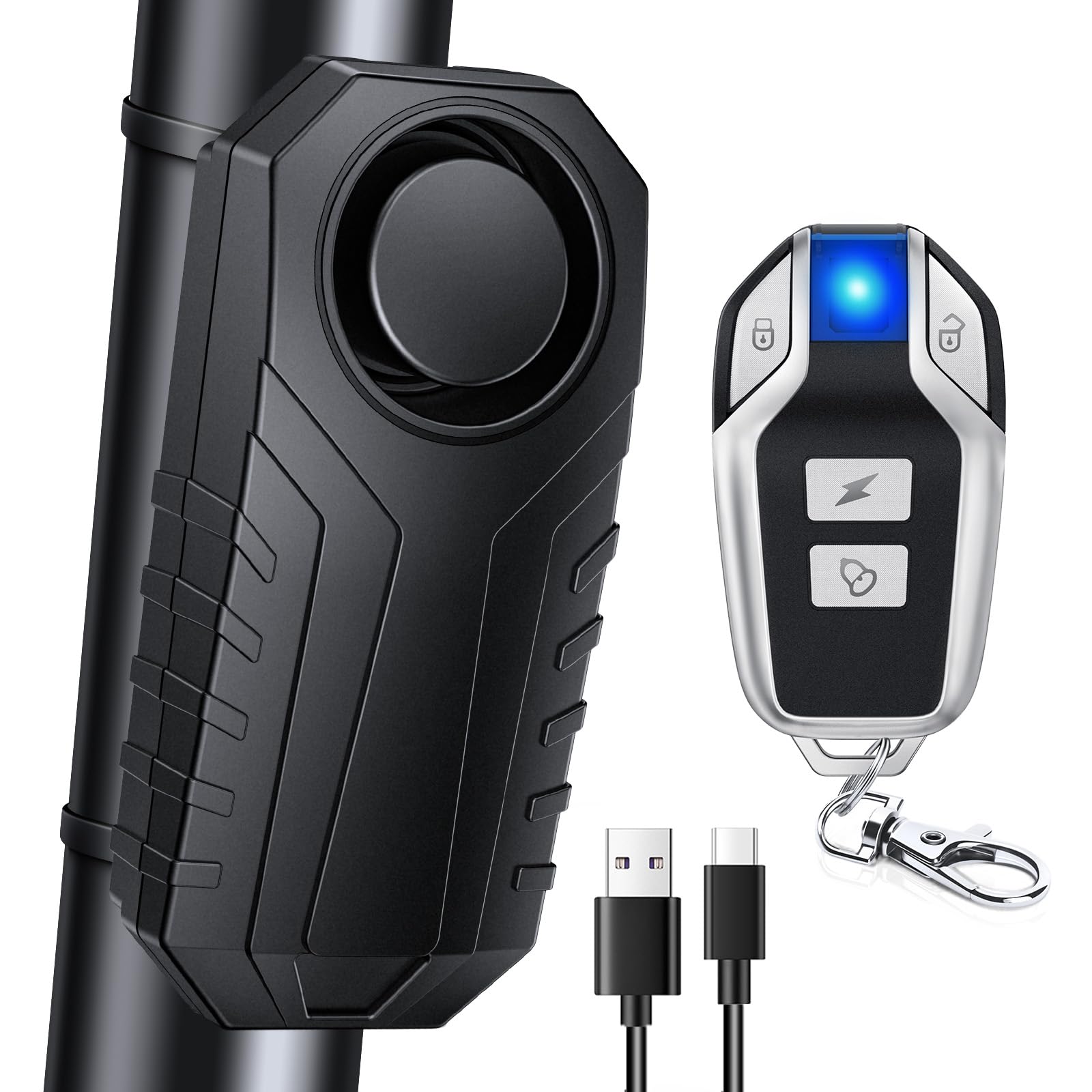 Onvian Upgraded Rechargeable Bike Alarm - Wireless Vibration Motion Sensor Anti-Theft Alarm with Remote | IP65 Waterproof Motorcycle Security System | Perfect for Ebikes, Bicycles, Scooters & Cars | Ideal for Urban Commuting, Parking Security & Outdoor Adventures