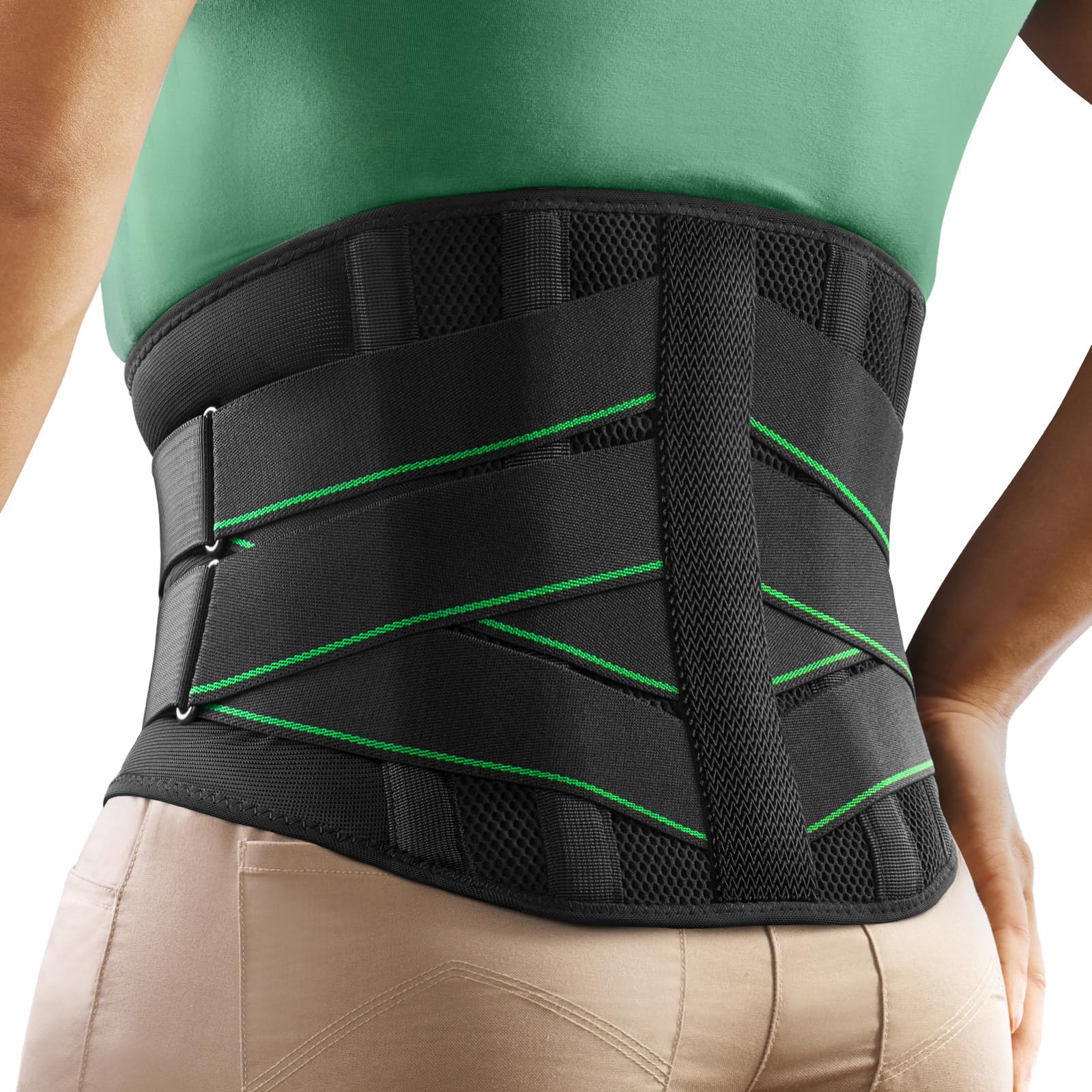 **FREETOO Adjustable Back Brace for Men & Women - Lower Back Pain Relief with 7 Metal Stays, Sciatica, Herniated Disc & Scoliosis Support - Breathable & Lightweight Back Support Belt with Soft Pad - Ideal for Work, Sports & Daily Activities**