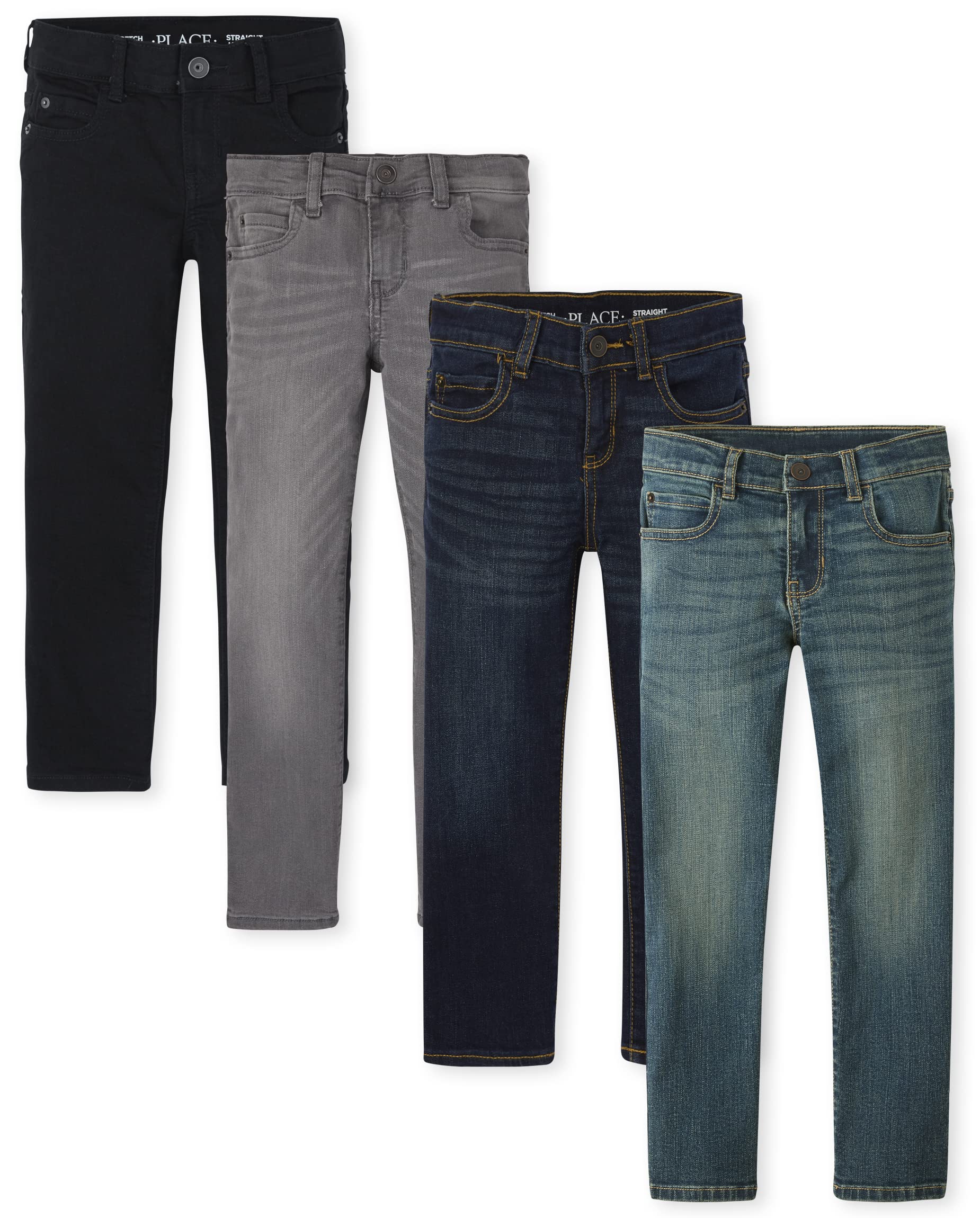 The Children's Place Boys' 5-Pack Stretch Denim Jeans - Comfortable Straight Leg Pants for School, Play & Everyday Wear