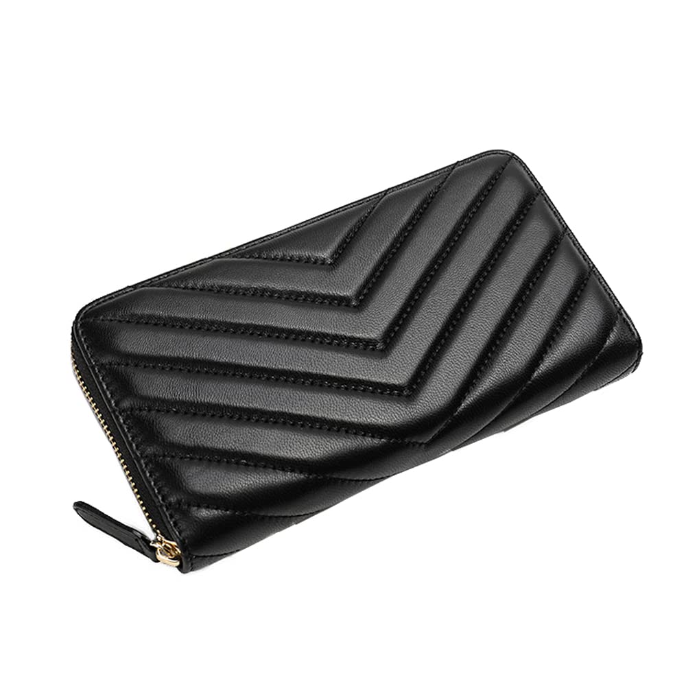 DORIS&JACKY RFID Leather Wallet - Women's Travel Wristlet Bag for Daily Use & Shopping