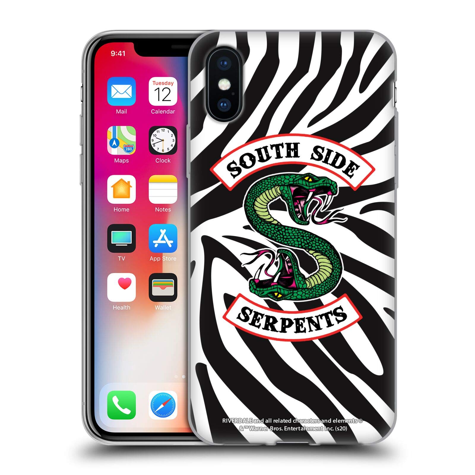 Officially Licensed Riverdale South Side Serpents Zebra Logo Soft Gel Case for Apple iPhone X/Xs - Durable Protective Phone Cover for Fans & Daily Use