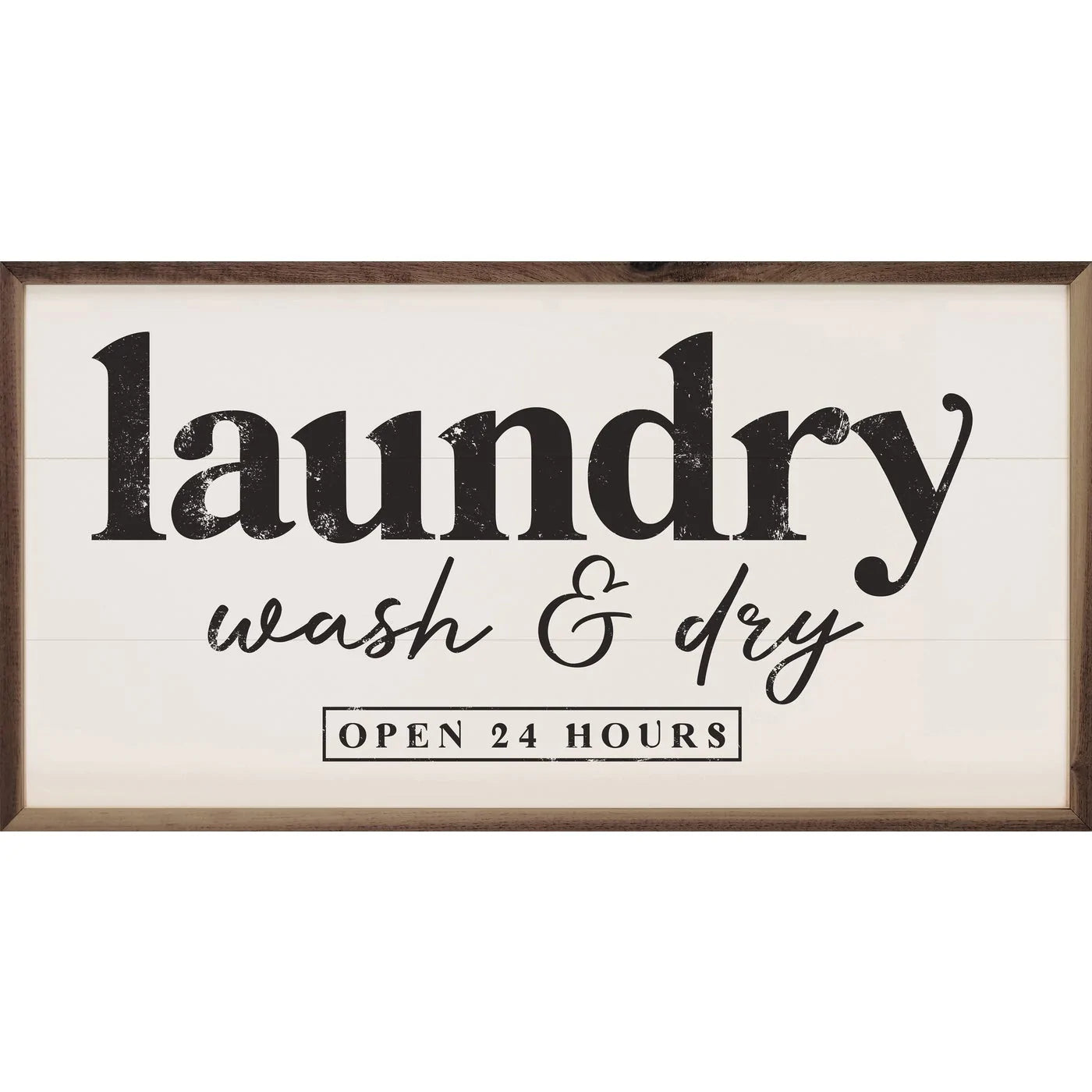 24-Hour Laundry Wash and Dry Wood Framed Wall Art Print - Perfect for Laundry Rooms, Bathrooms & Home Decor