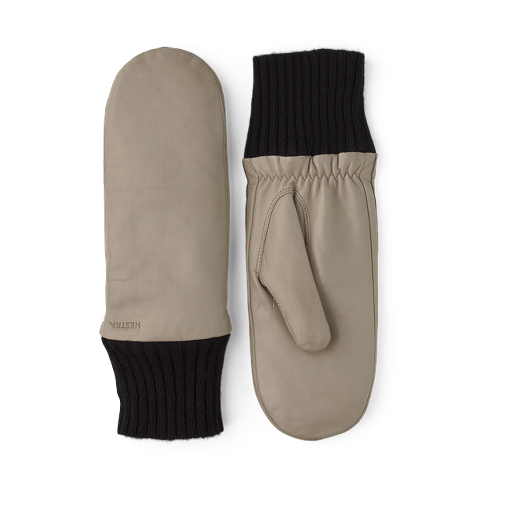Hestra Women's Tina Leather Gloves in Natural Grey - Warm Winter Accessories for Outdoor Activities & Fashion