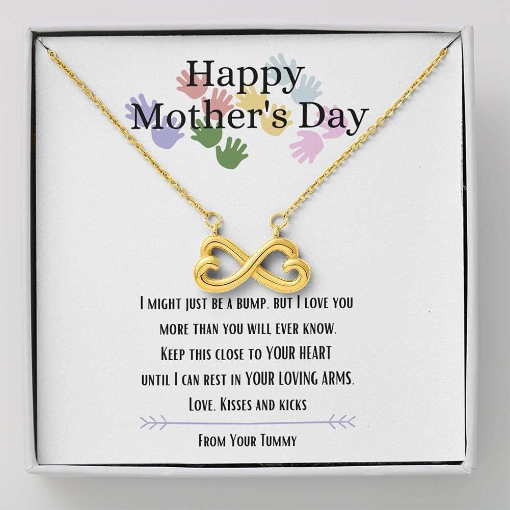 Best Gifts Infinity Hearts Necklace - Happy Mother's Day, Christmas & Birthday Gift for Expecting Moms, Pregnant Women, Luxury Silver Jewelry for Special Occasions