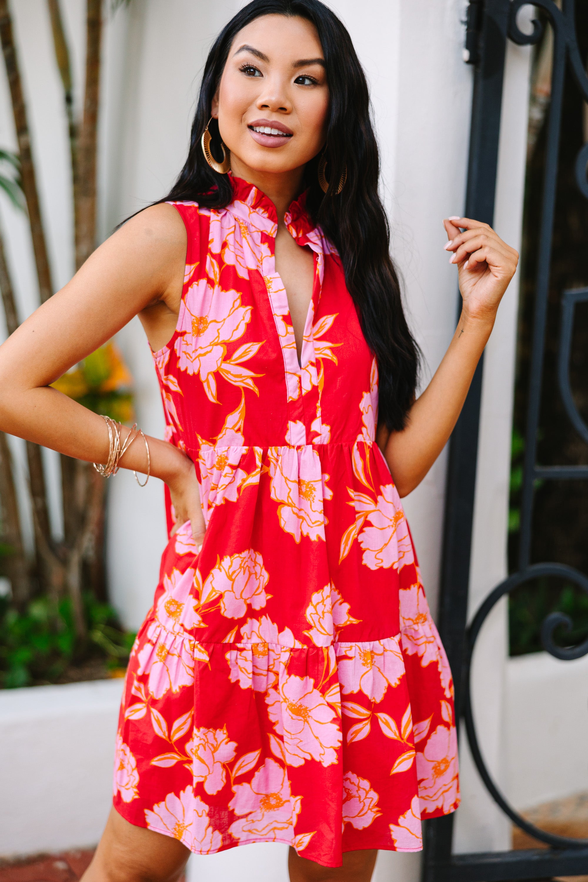 Coral Pink Floral Babydoll Dress for Women - Sexy Summer Lace Mini Dress - Perfect for Beach Vacation, Date Night & Party Wear
