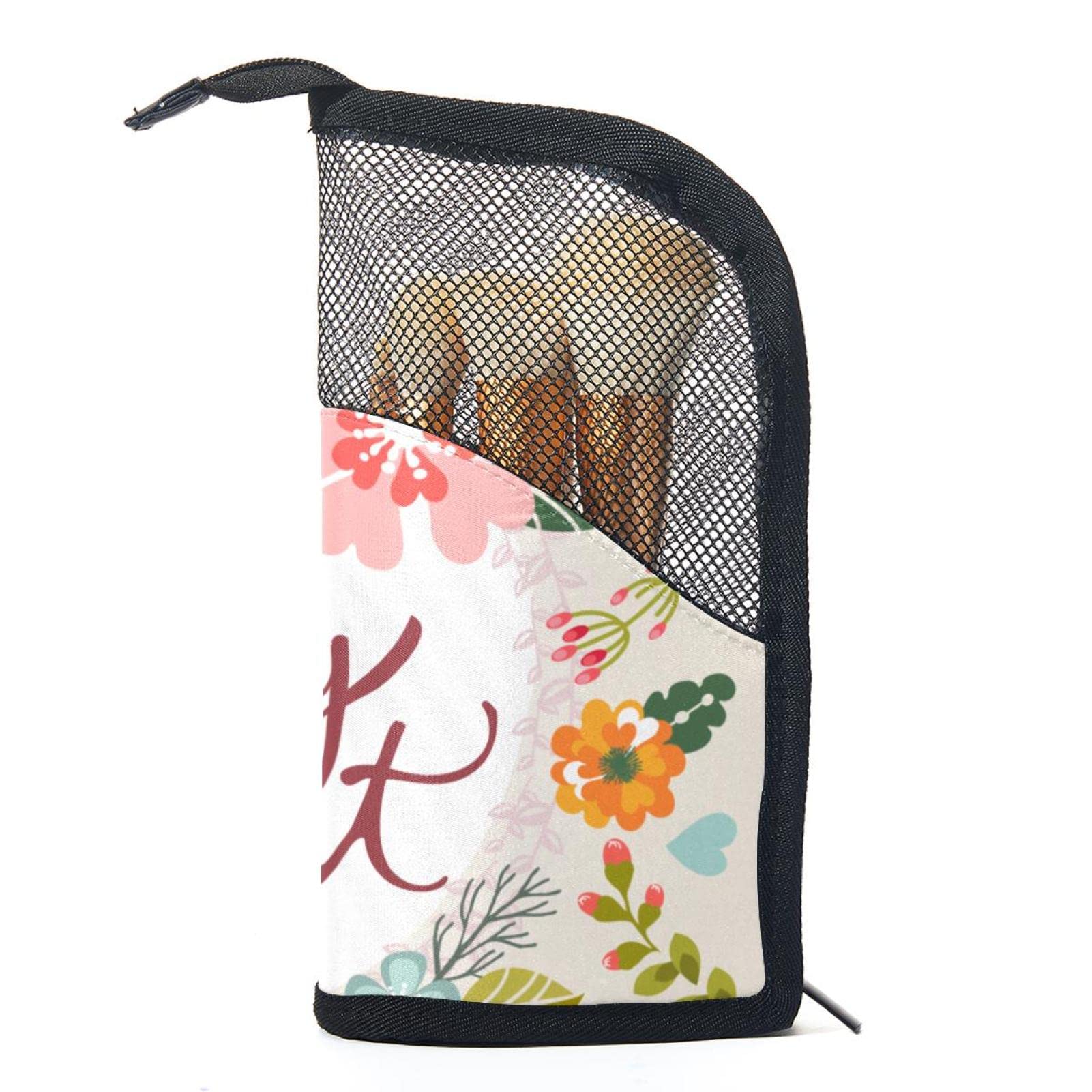 12-Piece Portable Makeup Brush Organizer Bag with Cartoon Blessing Flowers Design - Perfect for Travel, Home Storage & Professional Makeup Artist Kits