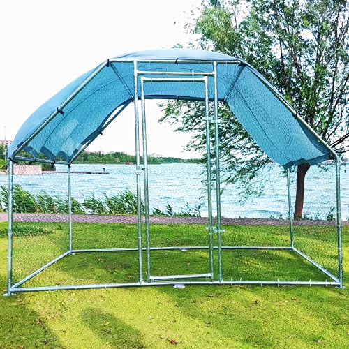 Large Walk-In Metal Chicken Coop - 9.8'L x 6.6'W Poultry Cage with Waterproof UV-Proof Cover - Outdoor Hen House, Rabbit Habitat & Backyard Farm Shelter - Perfect for Free-Range Chickens, Ducks and Small Animals