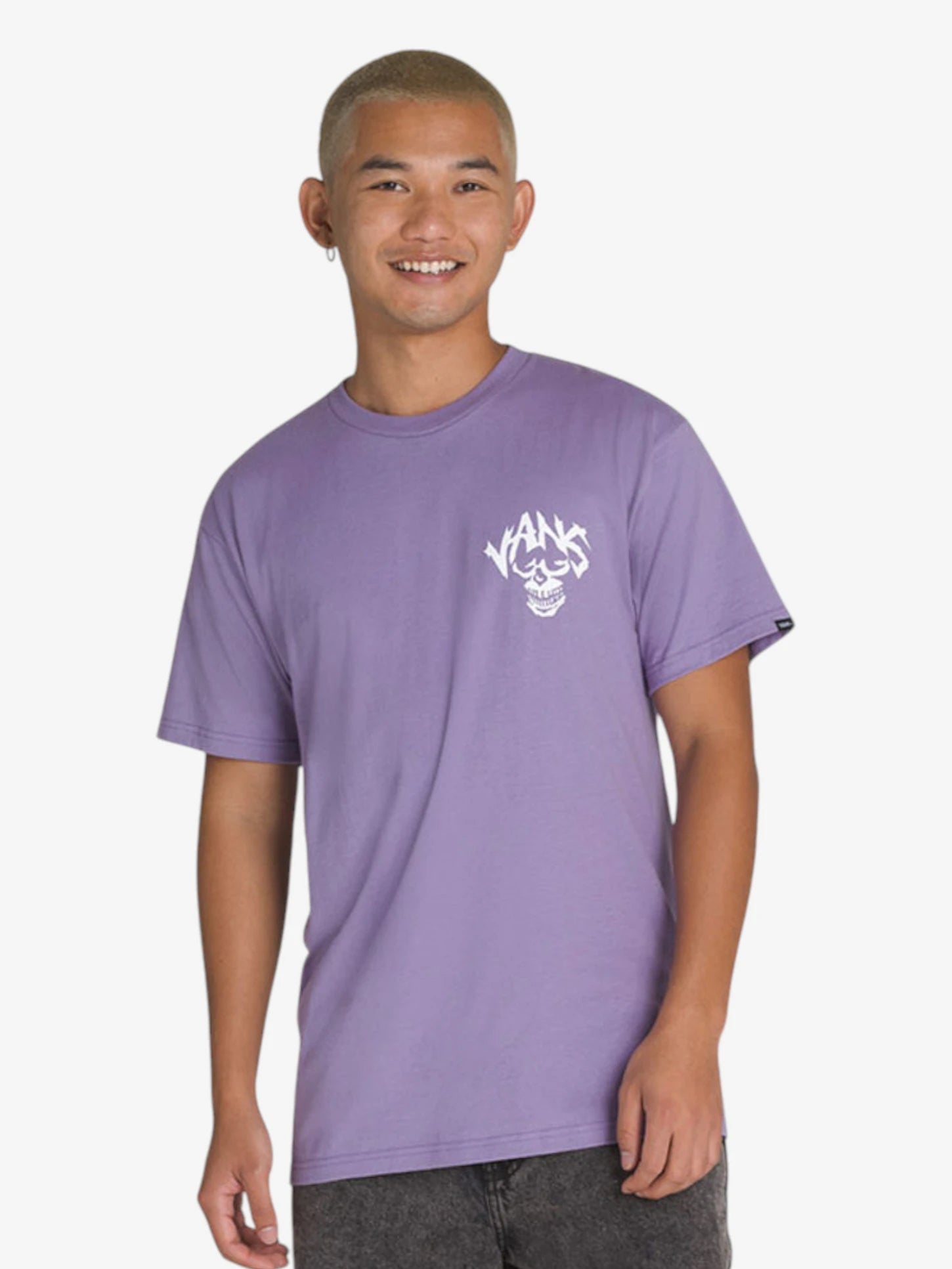 Vans Spirit World Short Sleeve T-Shirt for Men & Women - Purple Cotton Graphic Tee - Casual Streetwear for Skateboarding, Concerts & Everyday Wear