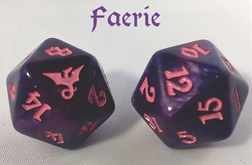Black Oak Workshop Dragon Faerie D20 Dice Set - Purple & Pink Swirl for Dungeons & Dragons, RPG Gaming, Tabletop Adventures & Collectors