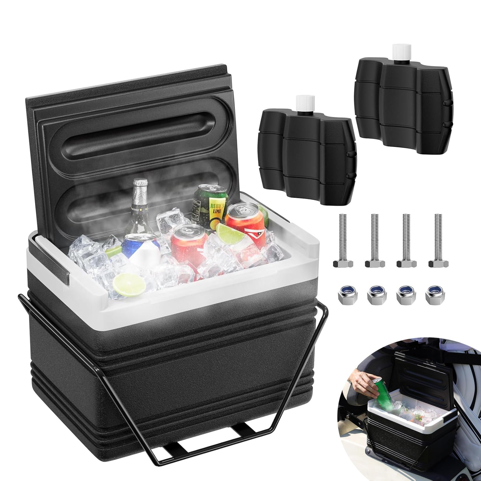 Drive-Up Golf Cart Cooler with Mounting Bracket - Fits Club Car DS, EZGO TXT & Yamaha Star - Perfect for Golf Courses, Camping & Outdoor Adventures