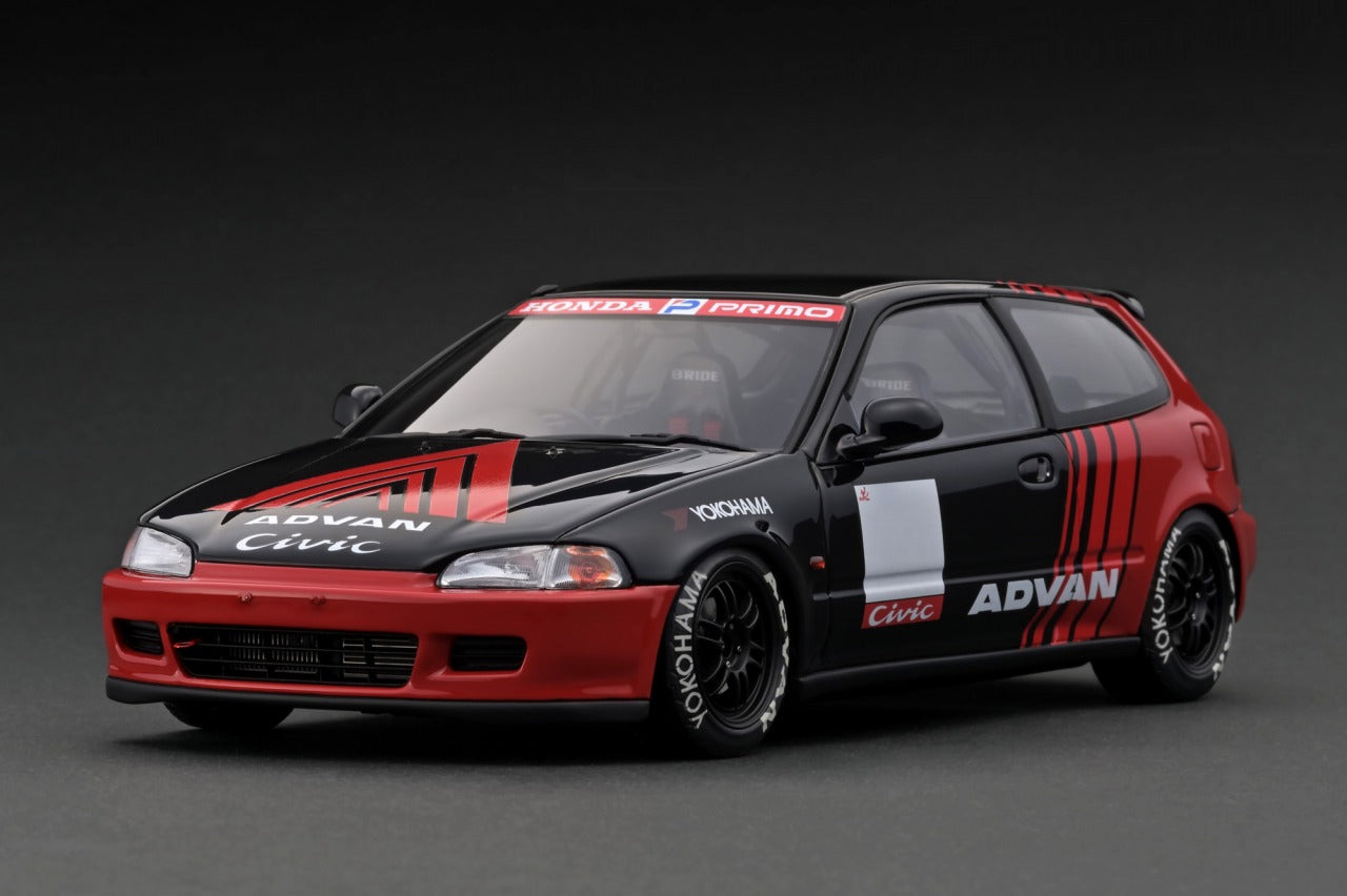 1:18 Scale Honda Civic EG6 Diecast Model Car - Black & Red Collectible for Car Enthusiasts | Perfect for Display, Gifts, and Racing Collections