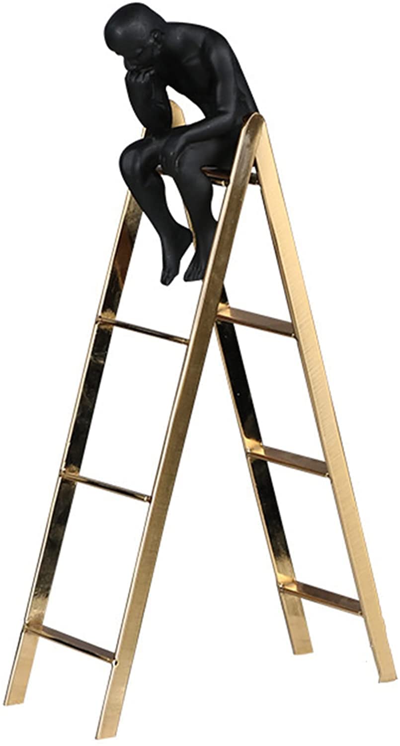 The Thinker Statue - Modern Abstract Resin Sculpture for Desk, Office & Home Decor | Creative Thinking Man Sitting on Ladder Ornament | Unique Gift Idea for Collectors & Art Lovers | Perfect for Bookshelf Display, Meditation Space & Intellectual Decor