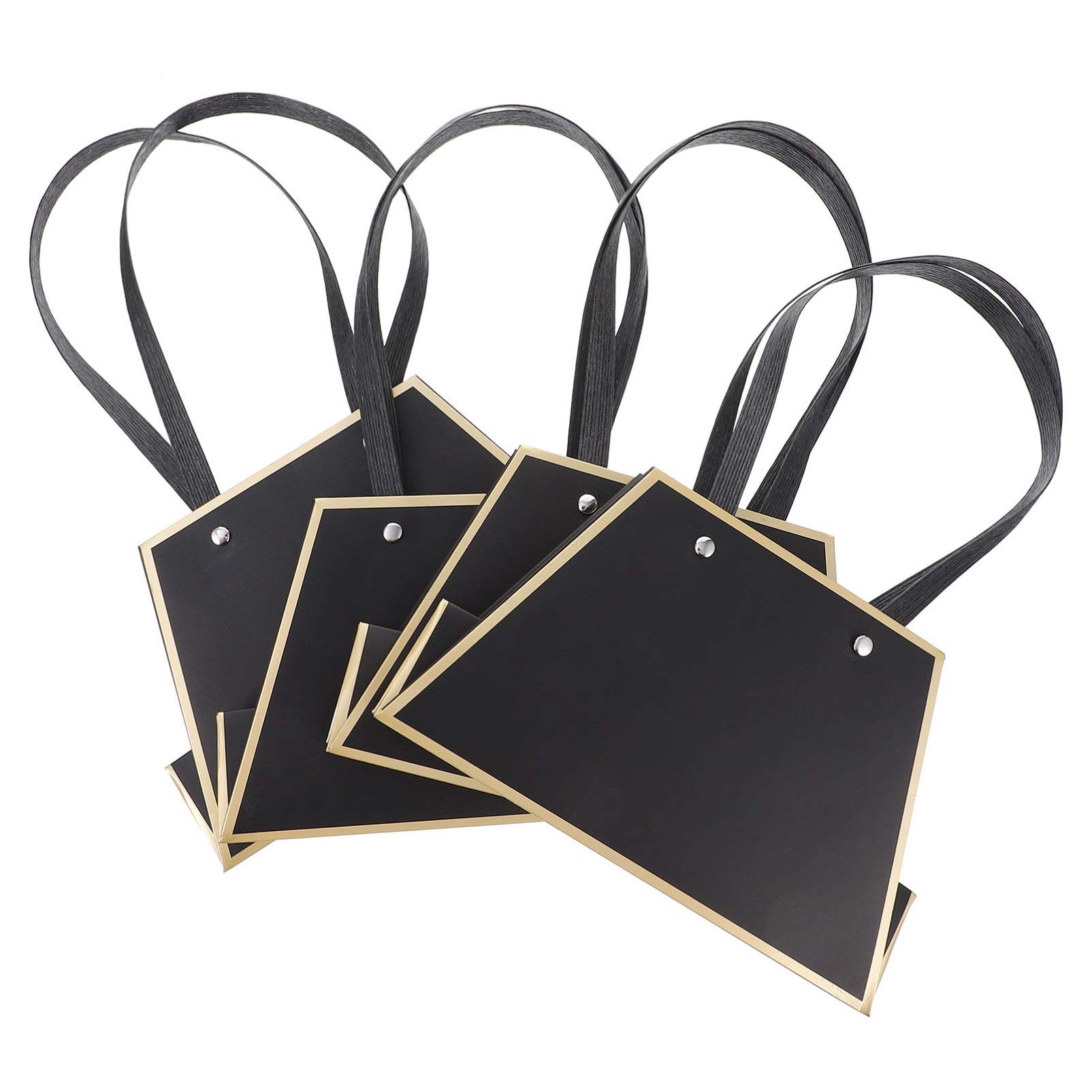 HEALLILY 4-Piece Black Floral Gift Bags with Handles - Elegant Paper Flower Bouquet Packaging for Weddings, Anniversaries, Birthdays & Special Occasions - Perfect for Florists, Party Decor & Thoughtful Gift Presentation