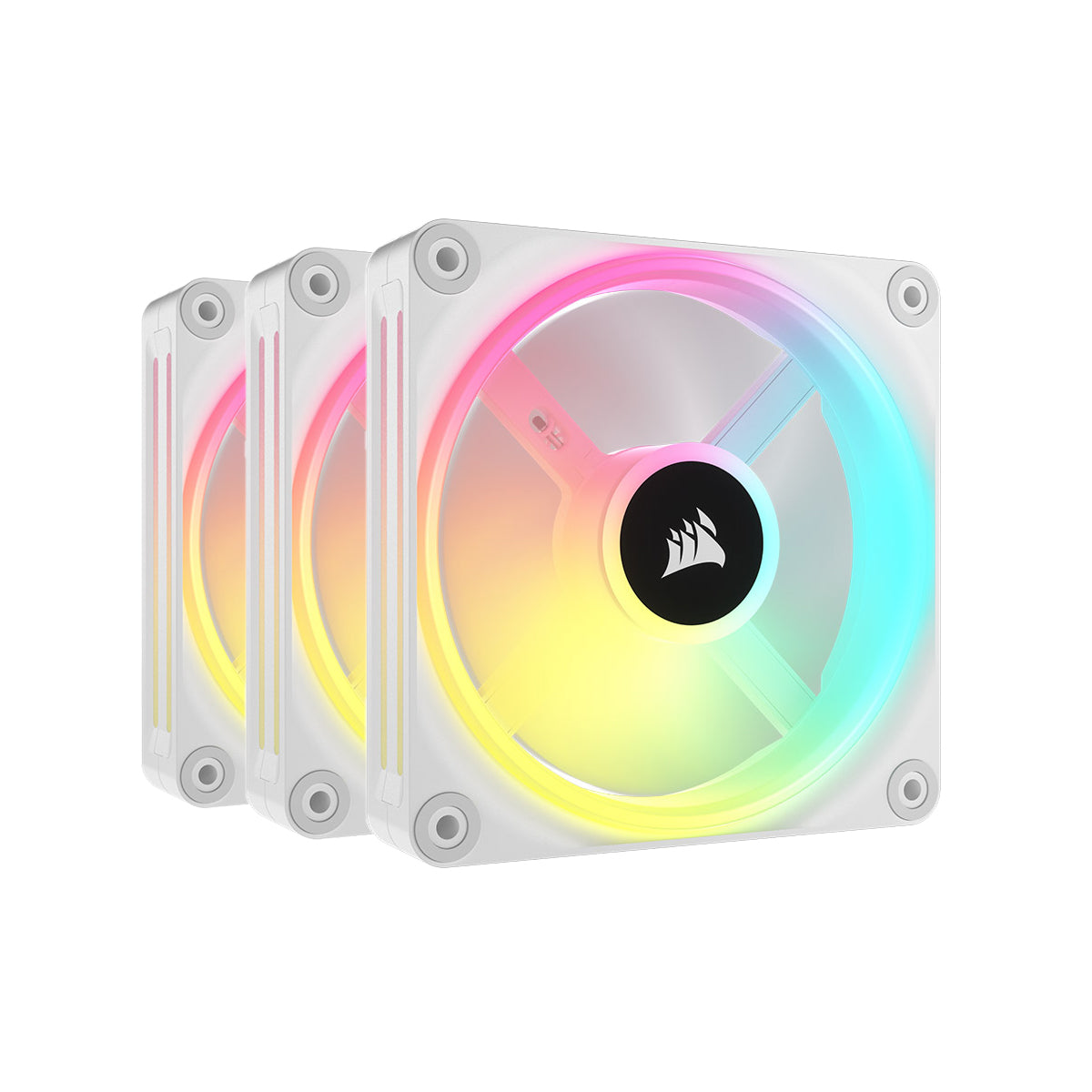 Corsair iCUE LINK QX120 RGB 120mm Magnetic Dome RGB Cooling Fan - Triple Fan Kit (White) - Perfect for PC Gaming, Custom Builds & Case Cooling